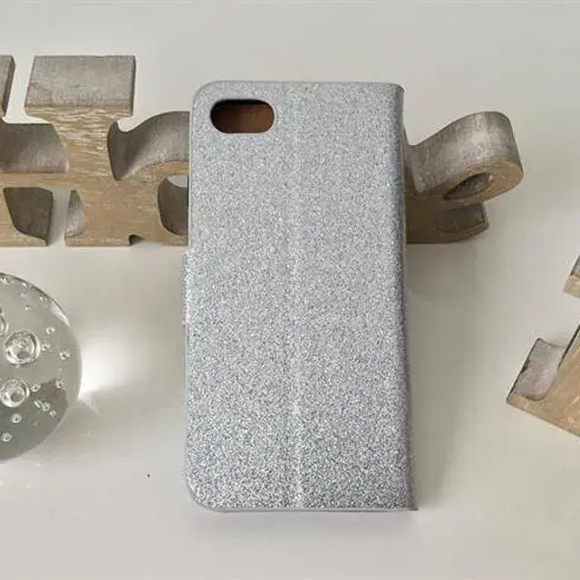 Sølv glimmer flip cover iPhone 7 el 8