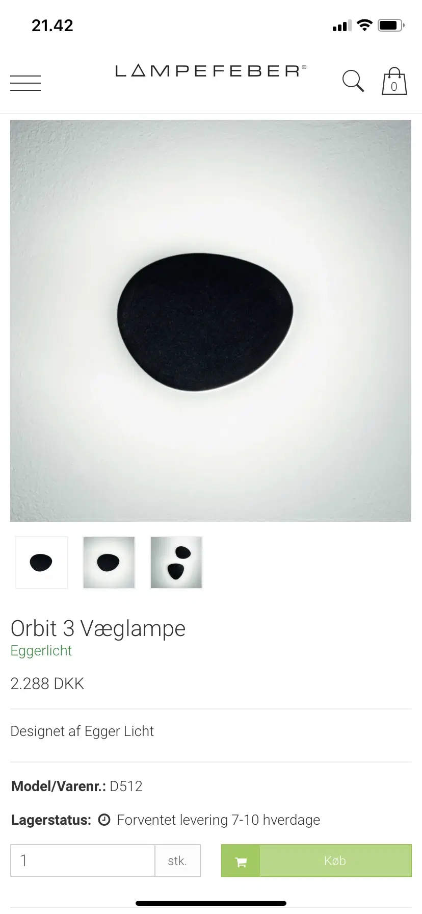 Orbit væglampe