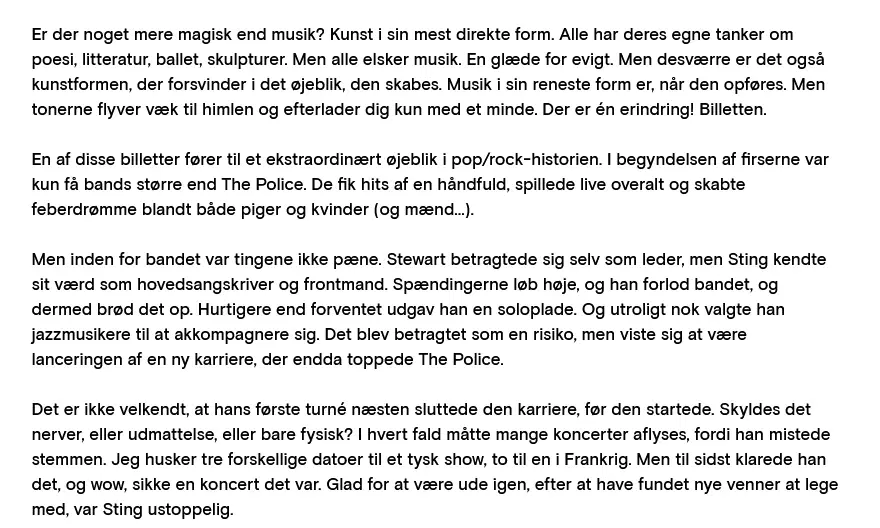 Originale koncertbilletter Sting og The Police