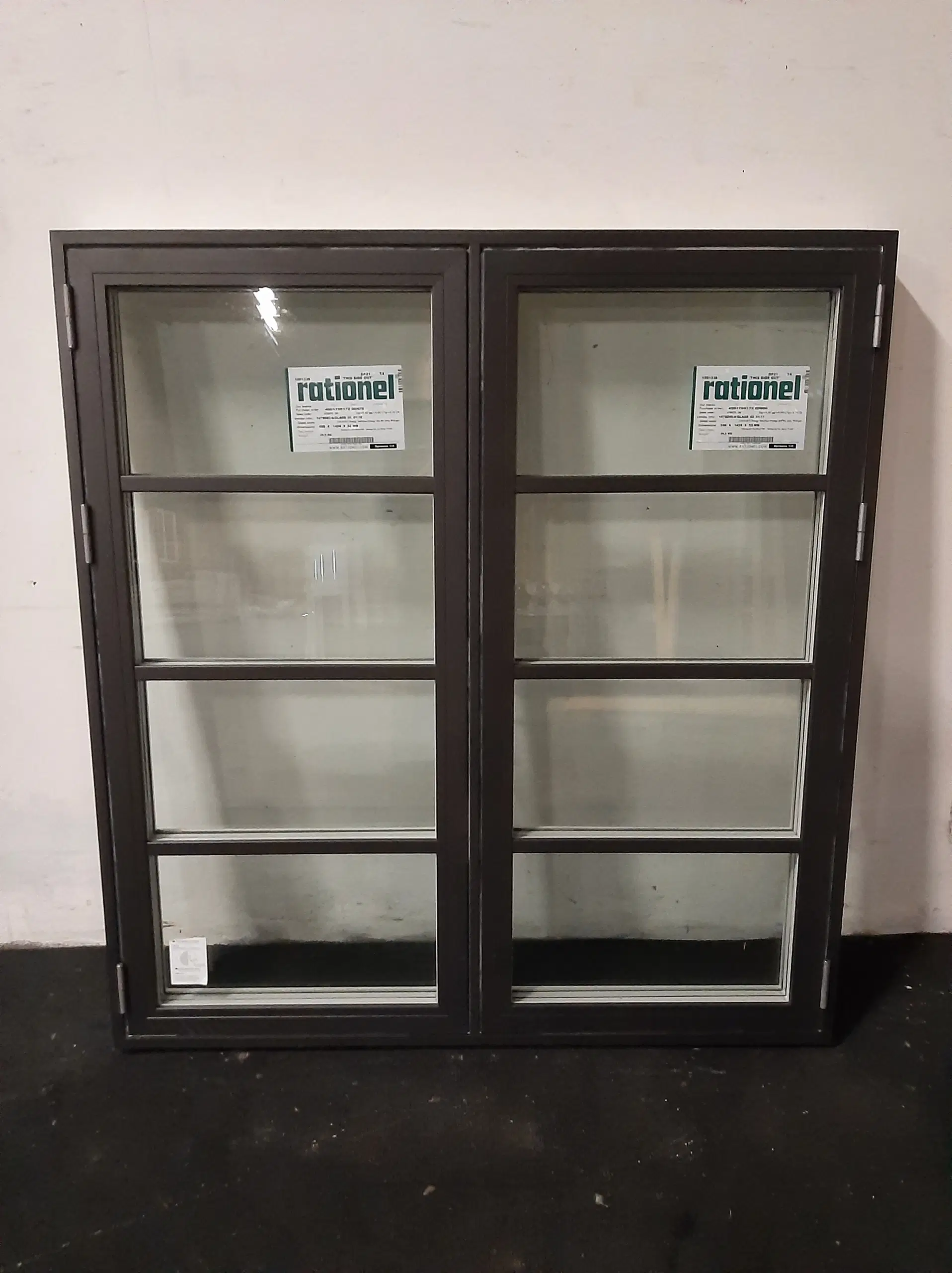 Rationel bondehusvindue 2 fag 8 ruder træ/alu 1483x125x1583mm antracitgrå/hvid