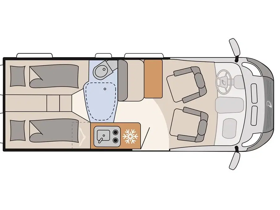 2024 - Dethleffs Globetrail CVD   Markedets korteste camper van med enkeltsenge – og stort panoramavindue!