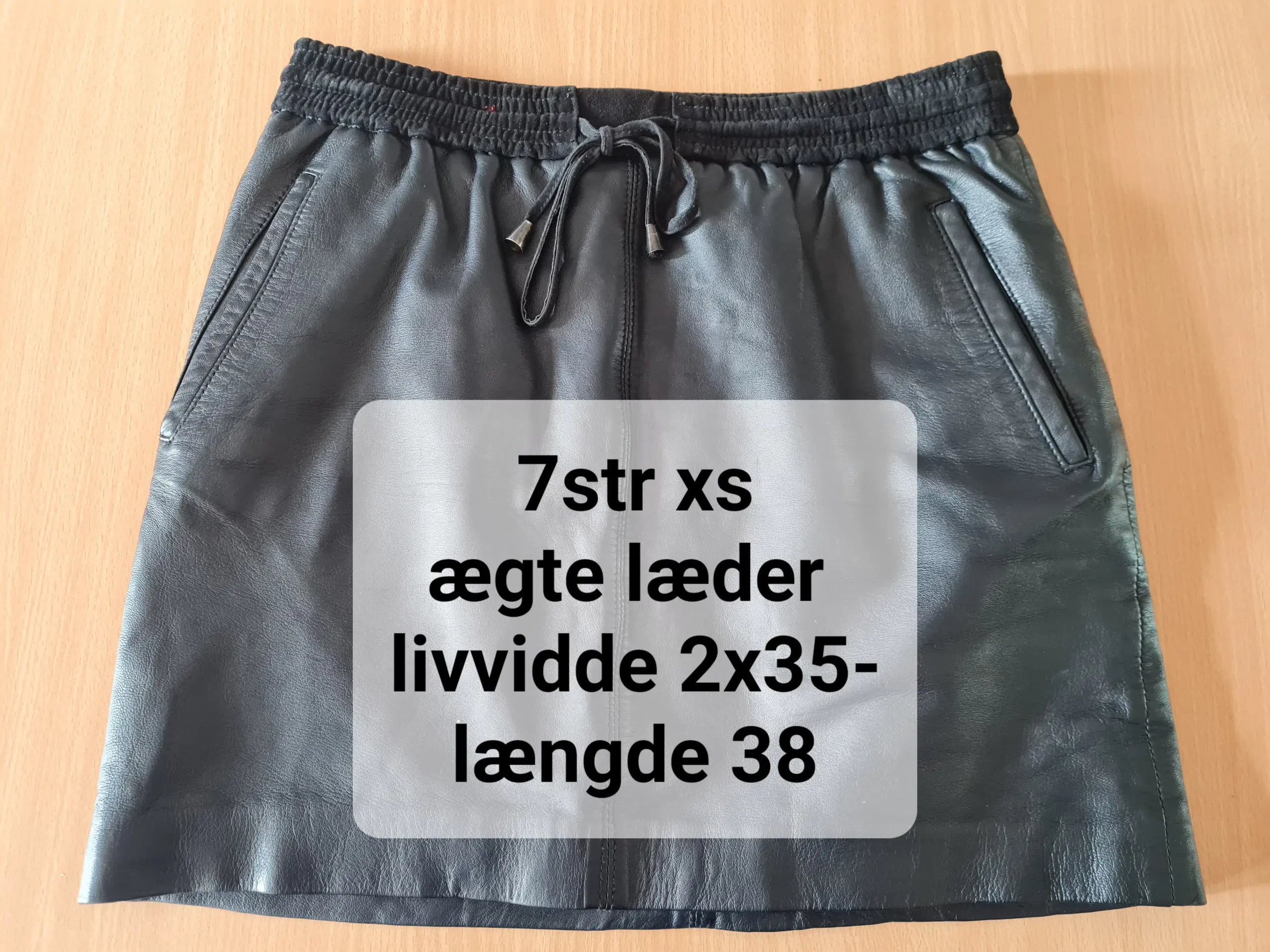 Ægte læder nederdel str xs