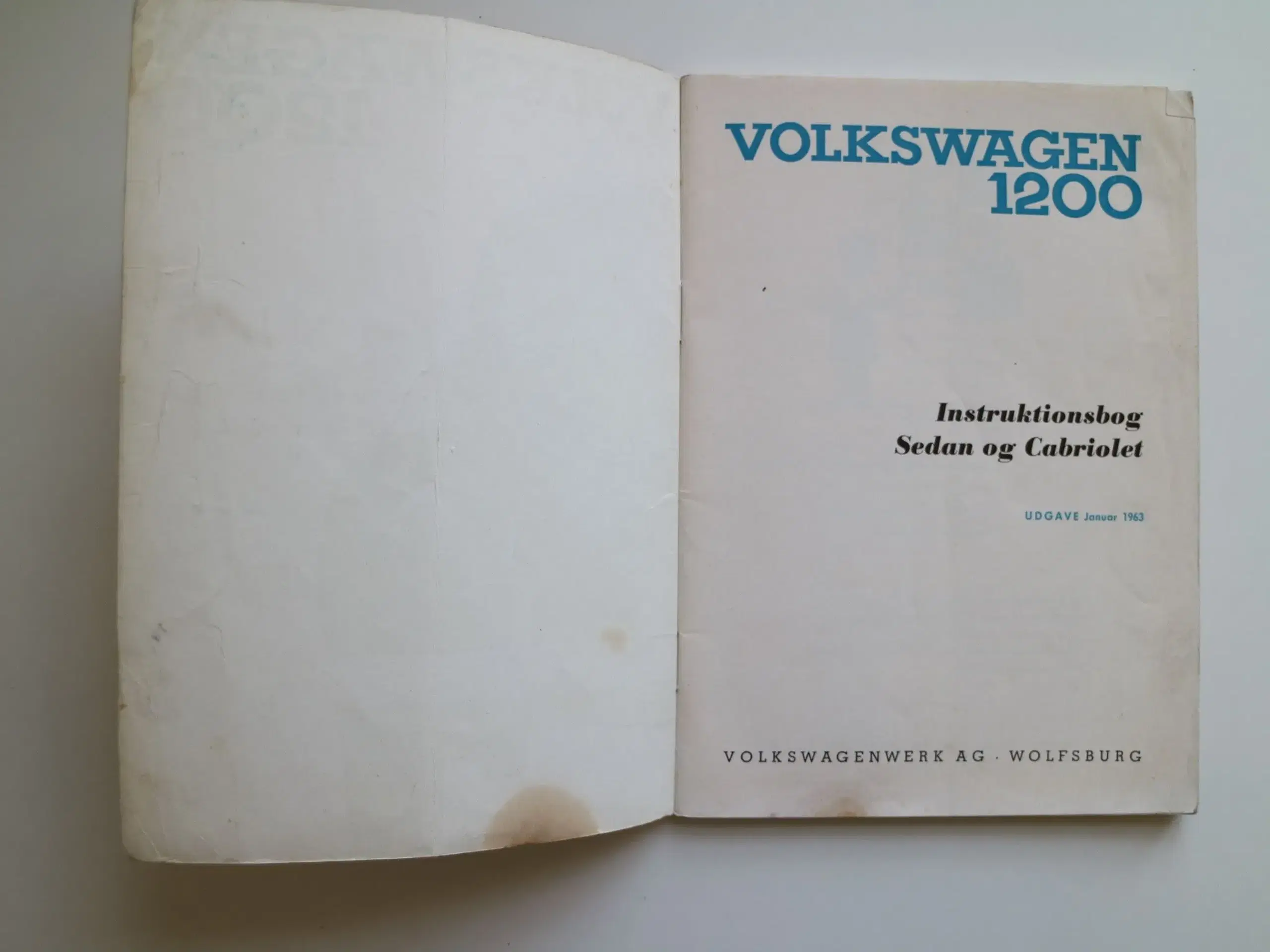 Instruktionsbog - VW 1200 - sedan  Cabriolet 1963