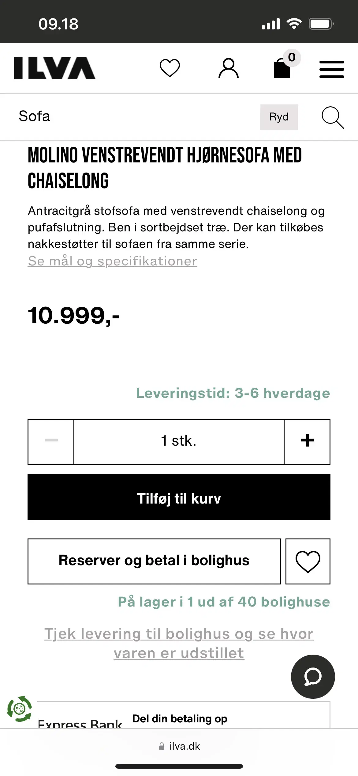 MOLINO Sofa fra Ilva En Ægte flyder