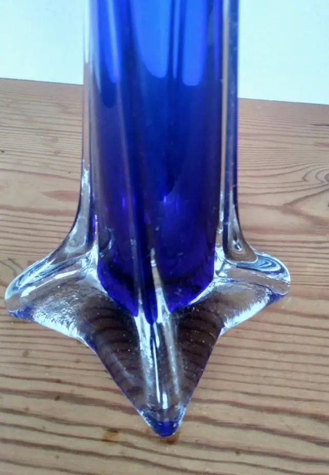 Vase blå glas 60 cm høj MURANO