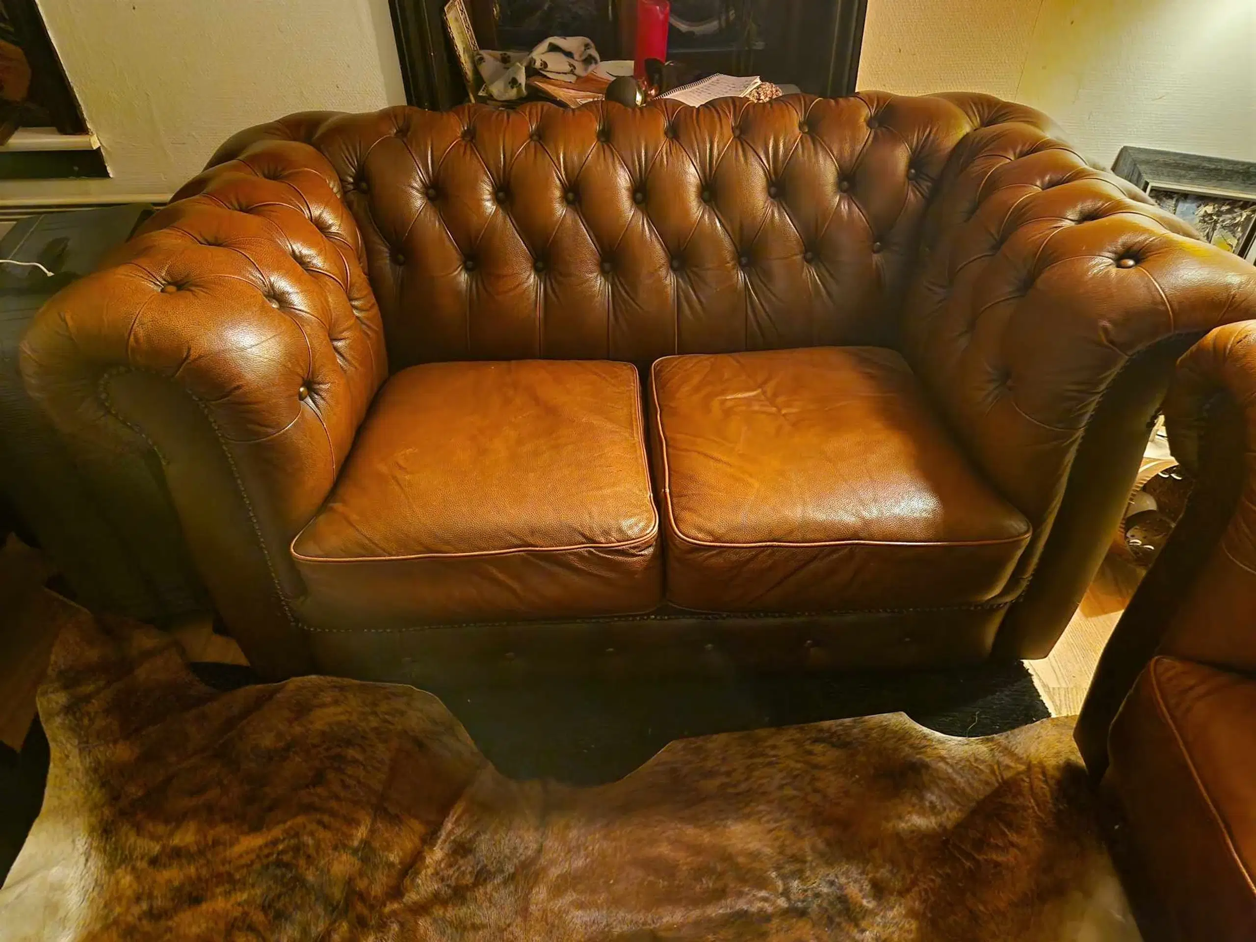 chesterfield læder sofagruppe