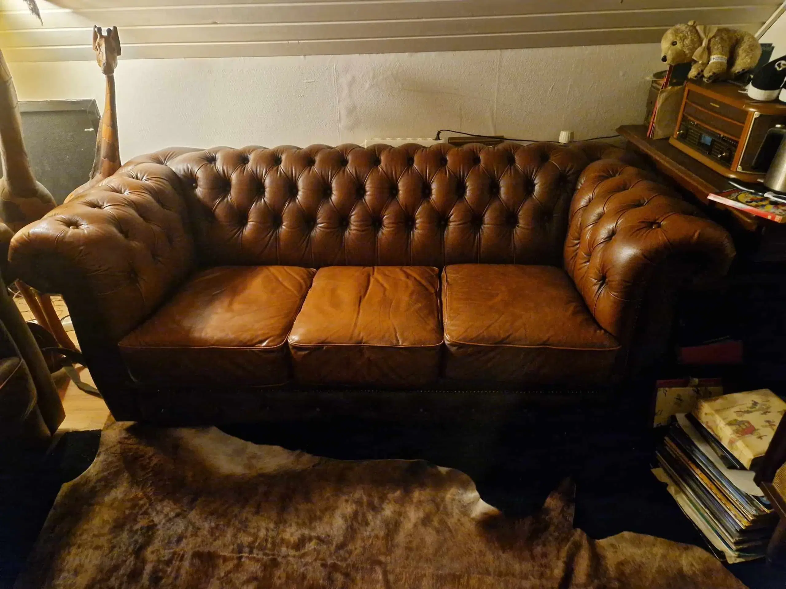 chesterfield læder sofagruppe