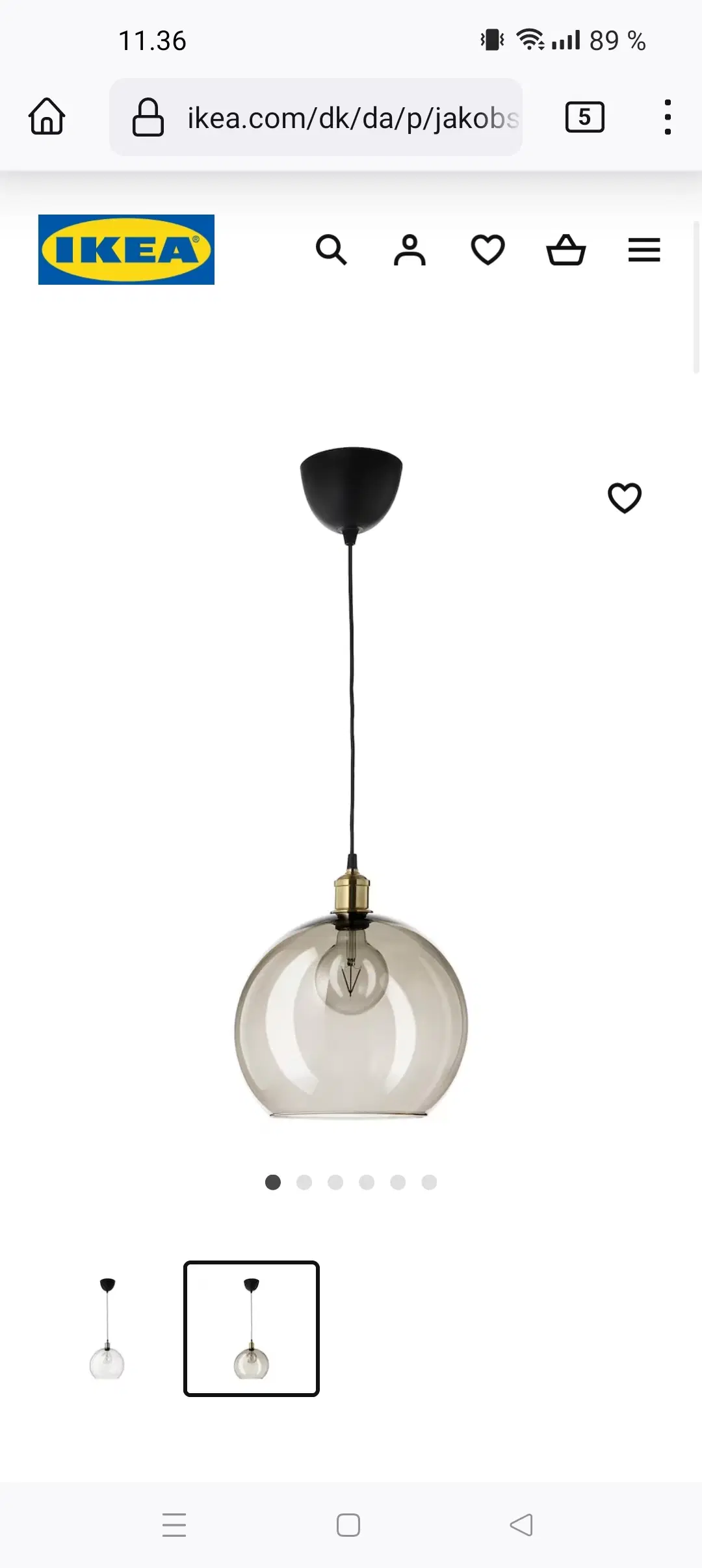 Spisebordslampe glas sælges Ikea "Jakonsbyn"