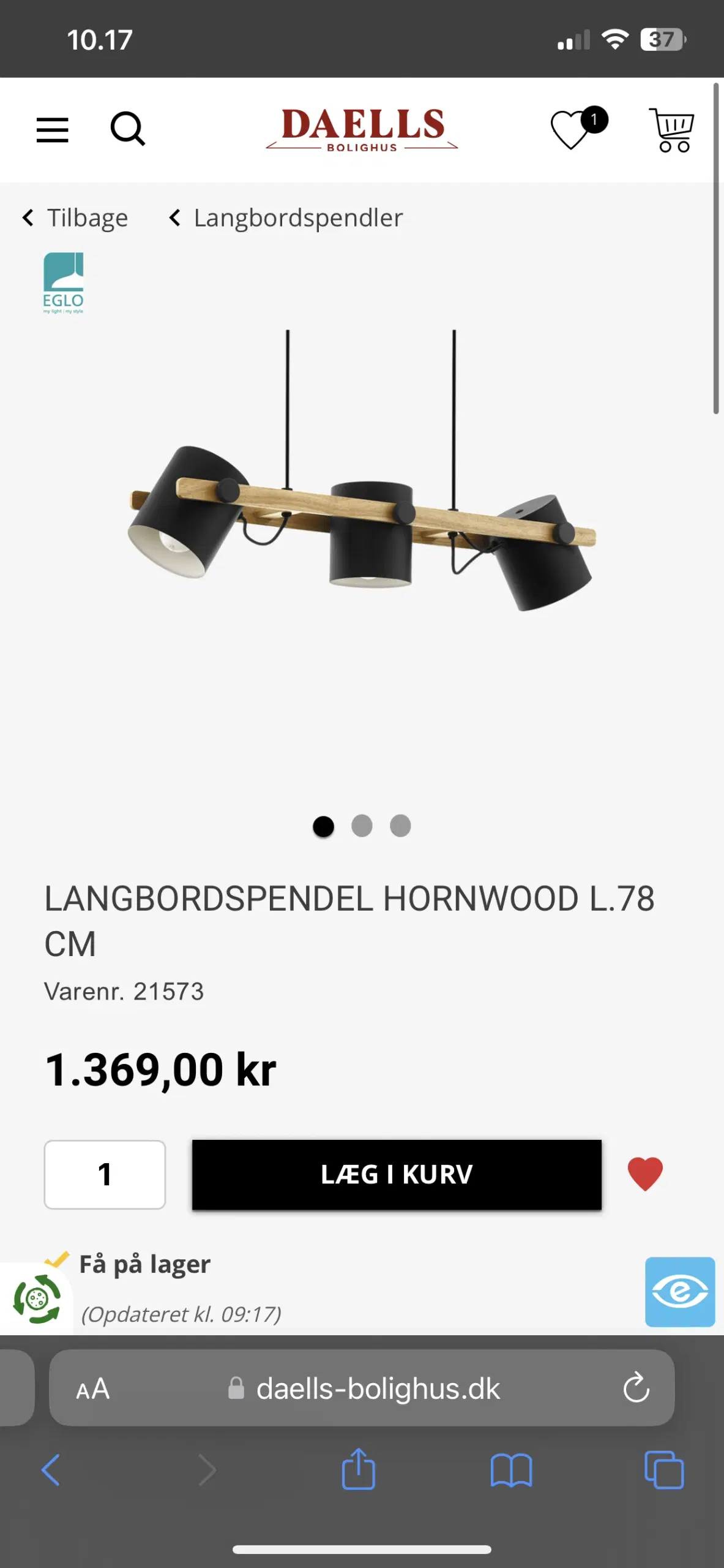 Langbordspendel Hornwood L 78cm