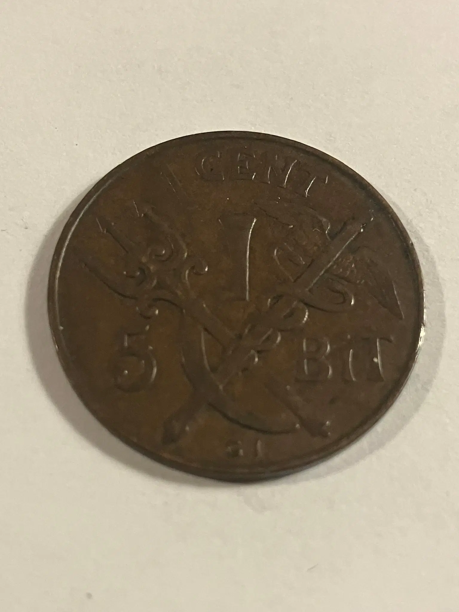 1 Cent 5 Bits Dansk Vestindien 1905