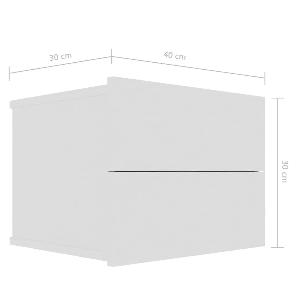 Sengeskabe 2 stk 40x30x30 cm spånplade hvid højglans