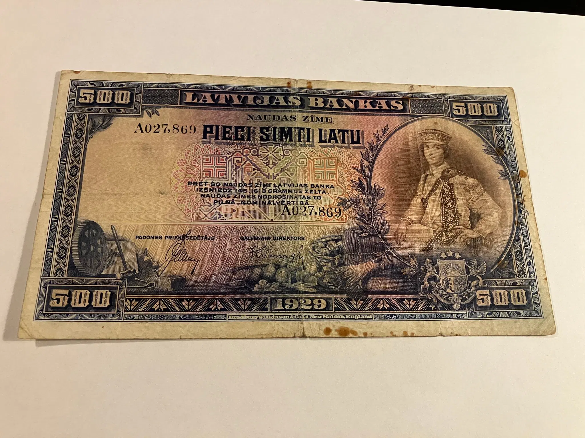 500 Latu Latvia 1929