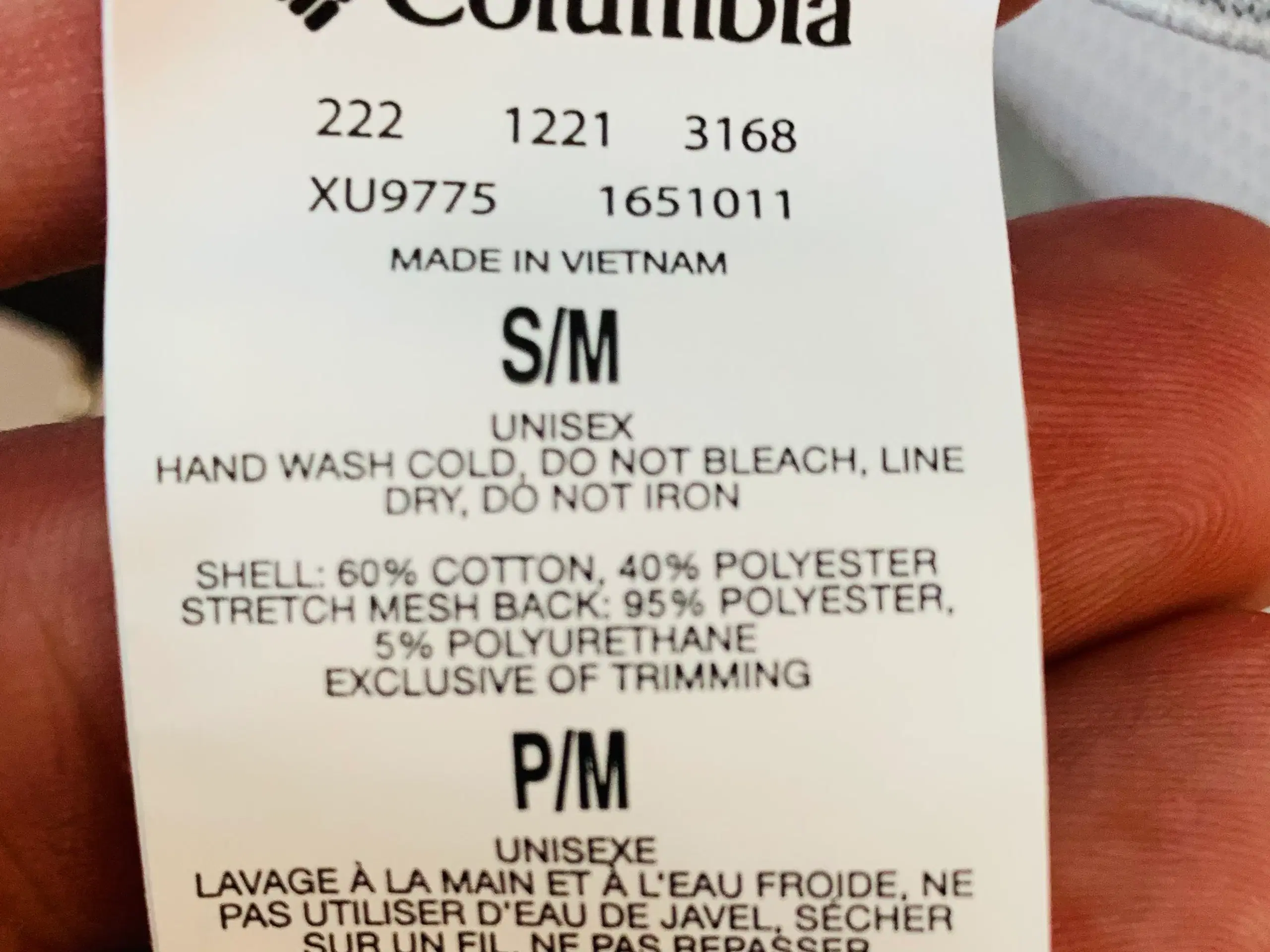 Ubrugt Columbia kasket med labels (str S/M)