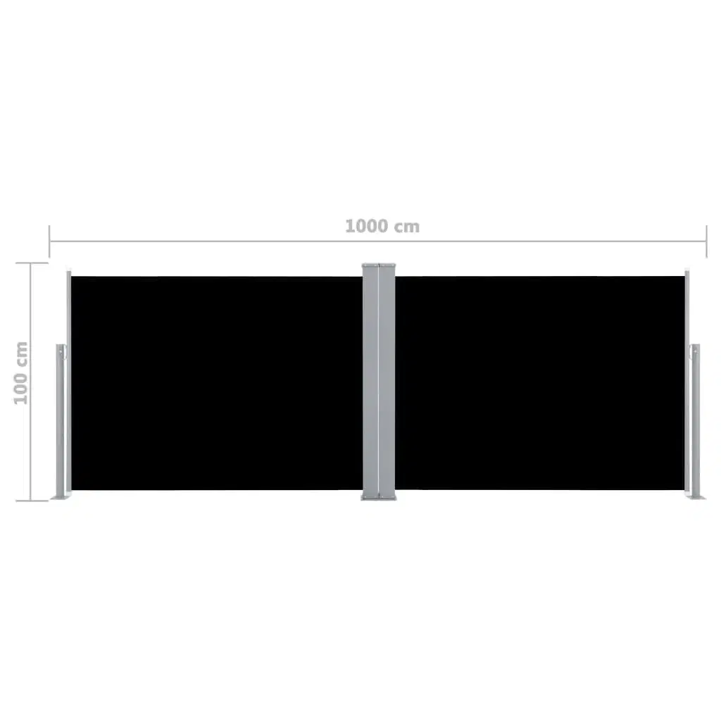 Sammenrullelig sidemarkise 100 x 1000 cm sort