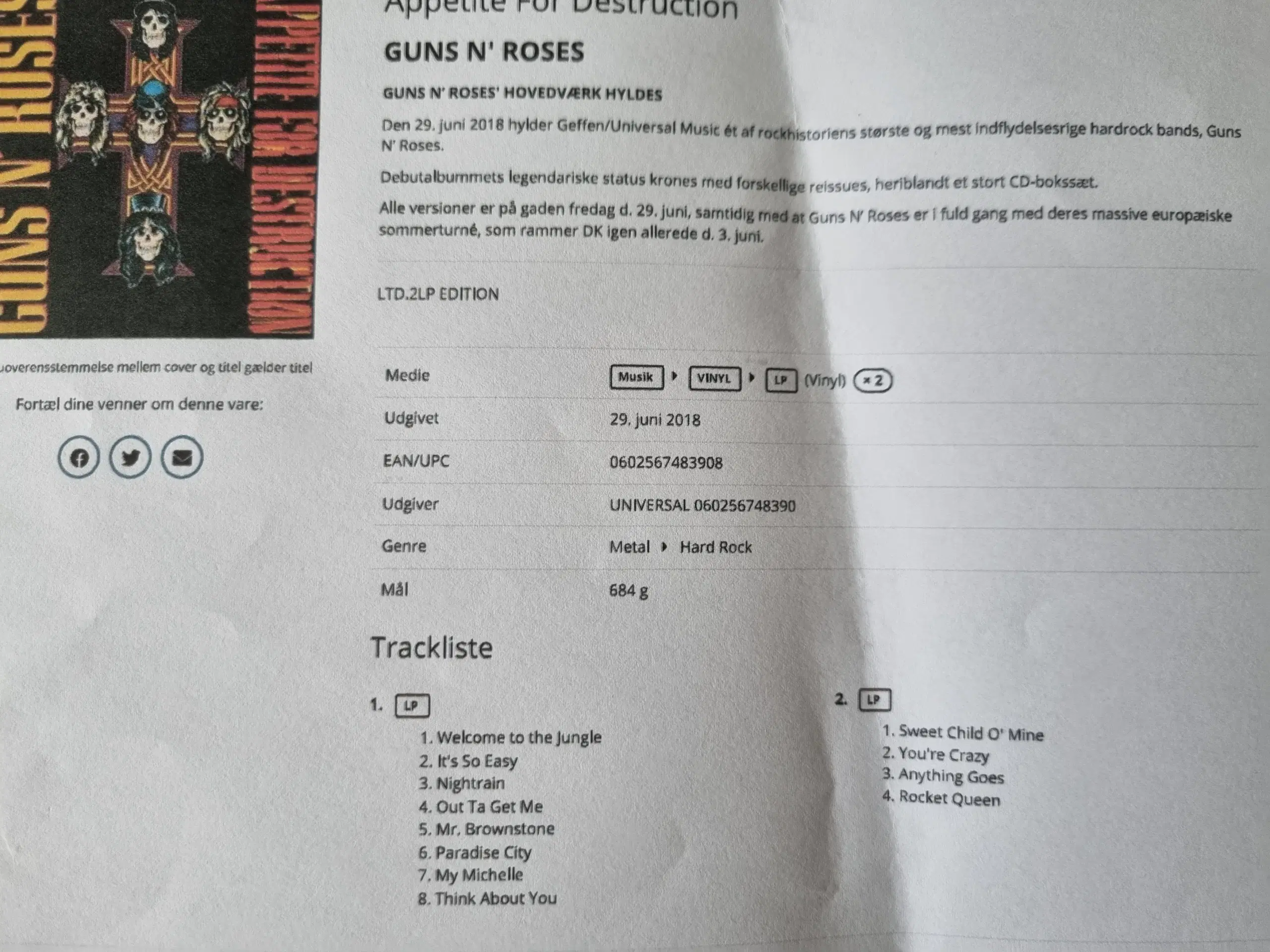 Guns n` Roses 2 VINYL I ALBUMMET