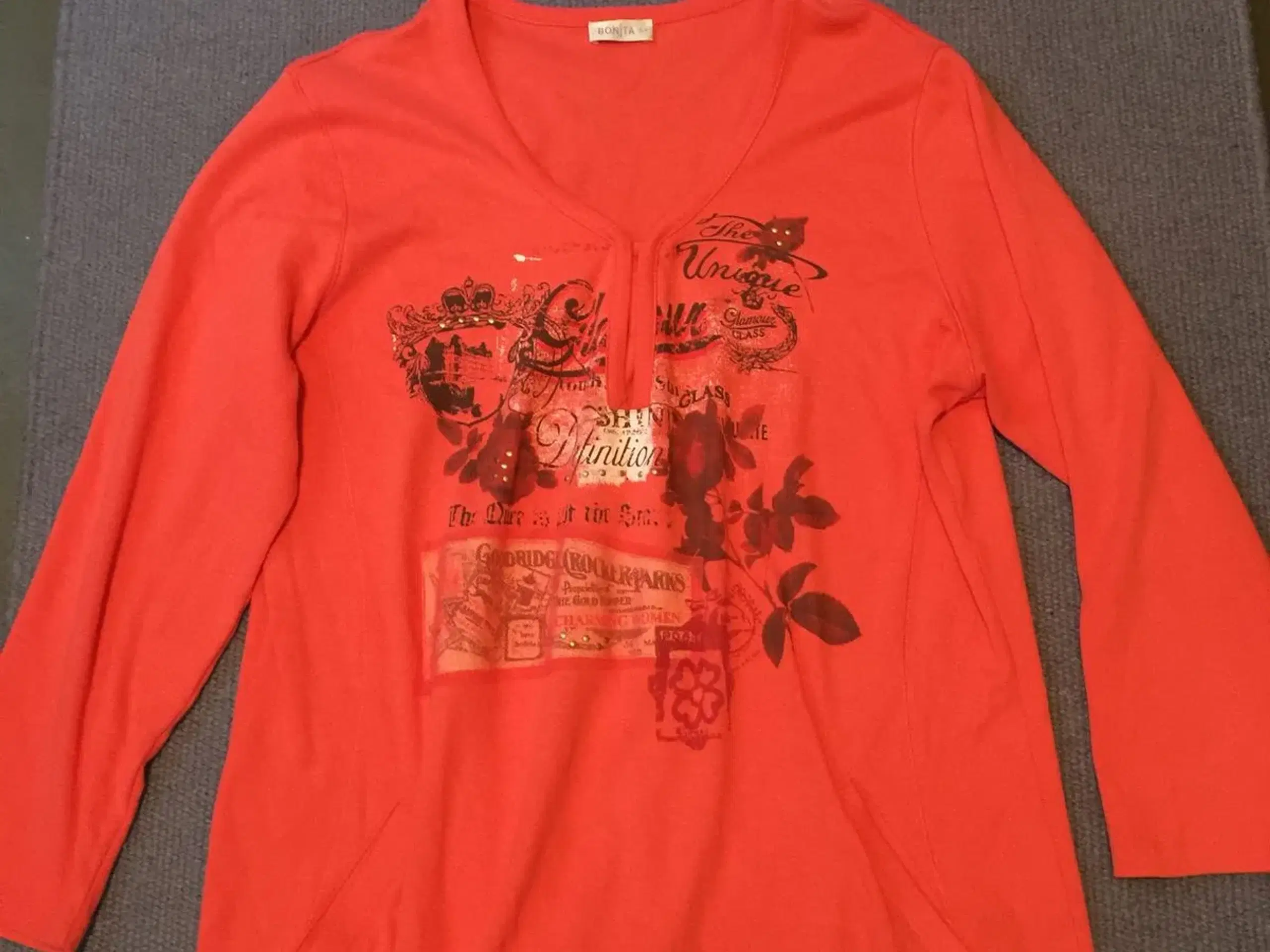 Bonita orangekoralrød bluse XL+