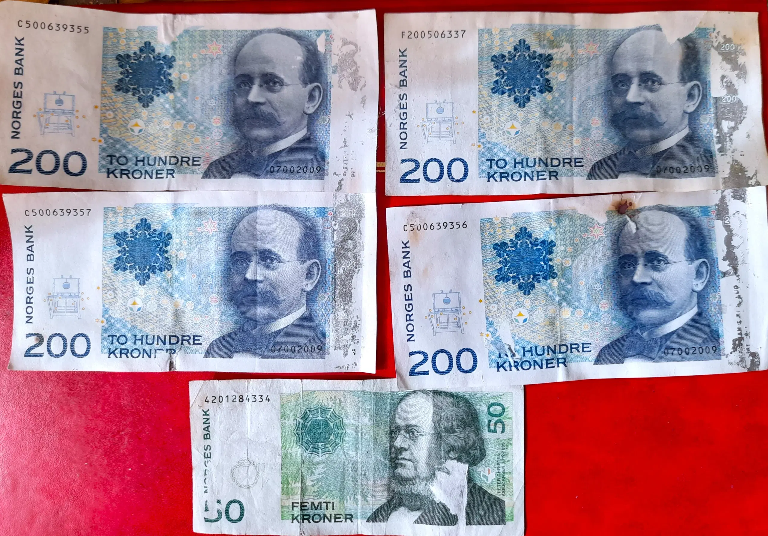 NORGE NORWAY 85000 NOK 4 x 200 Krone + 50 Krone