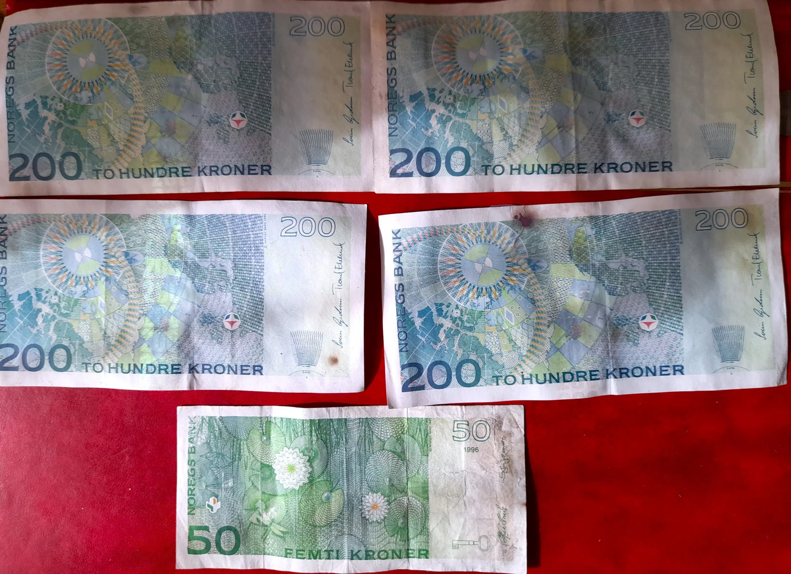 NORGE NORWAY 85000 NOK 4 x 200 Krone + 50 Krone