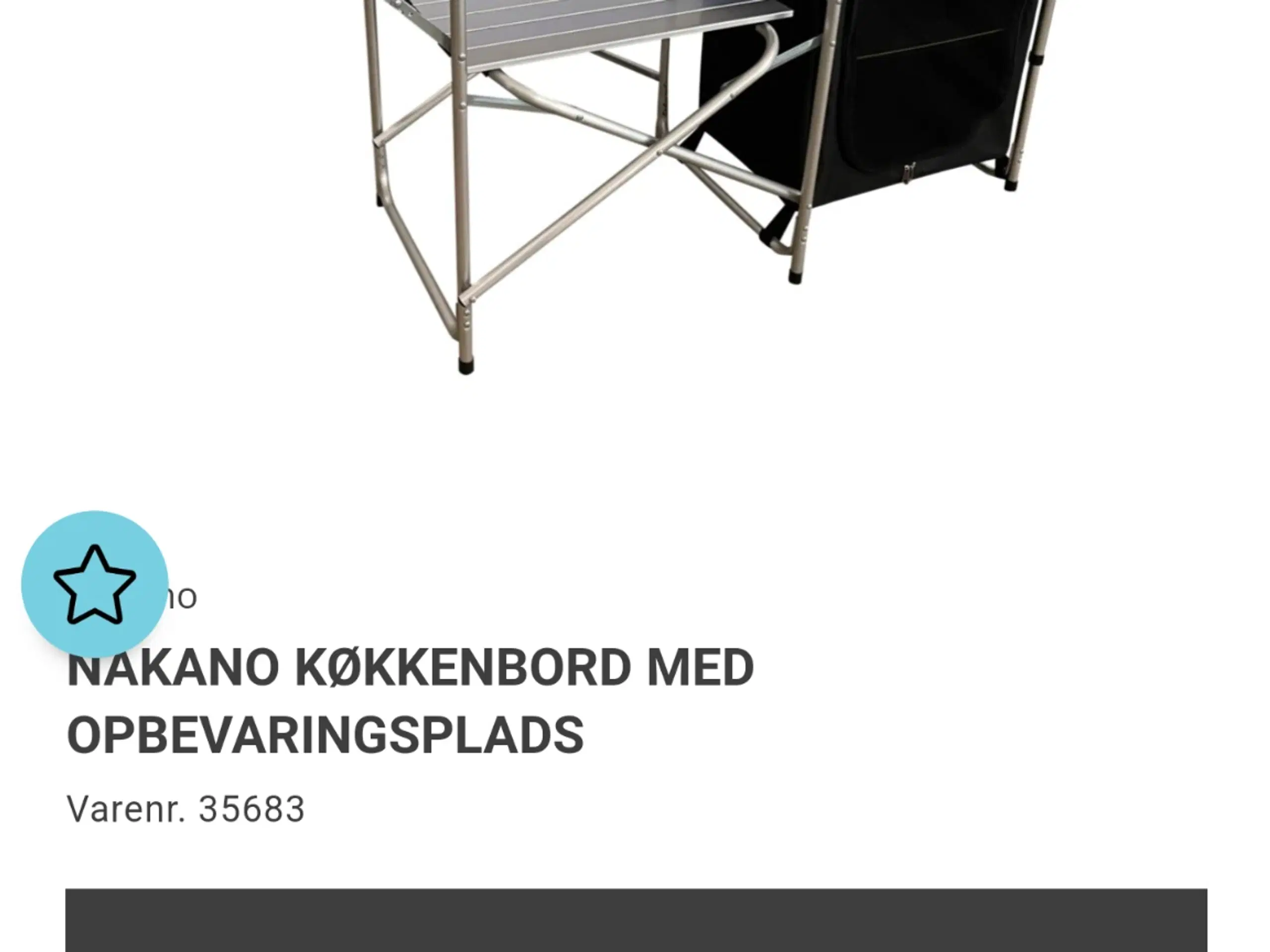 Køkkenbord med opbevaringsplads