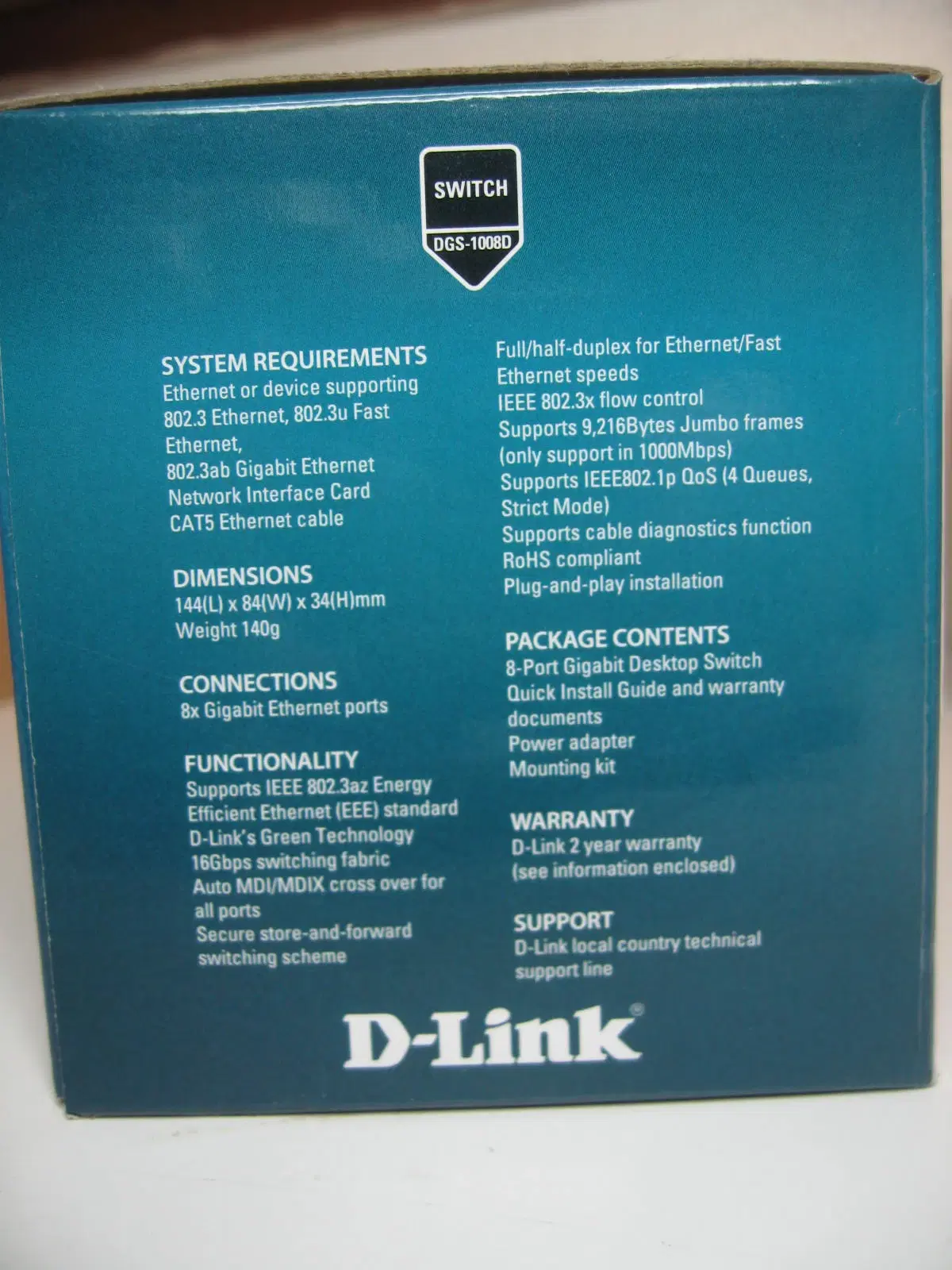 D-Link 8 port Gigabit Switch DGS-1008D