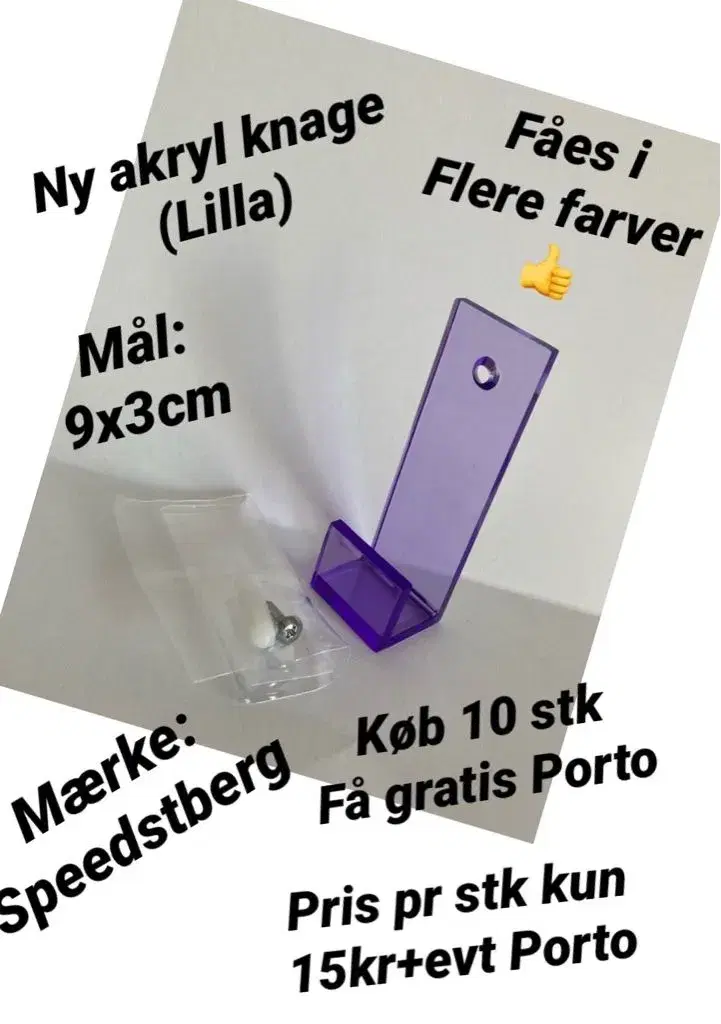 Akryl knage fåes i flere farver