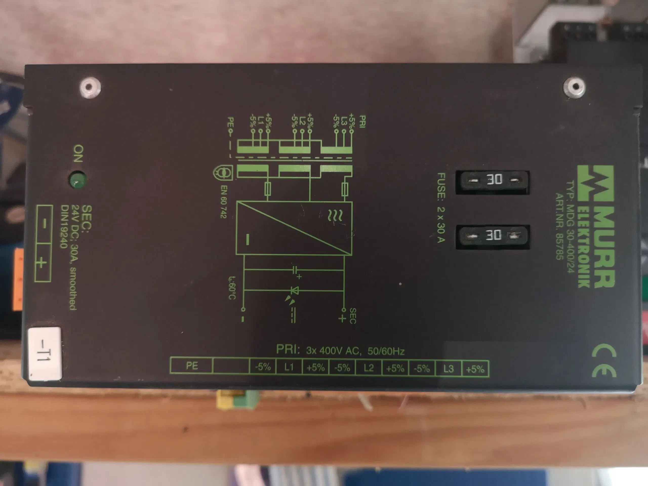 24v 30A Strømforsyning Murr 3x400v