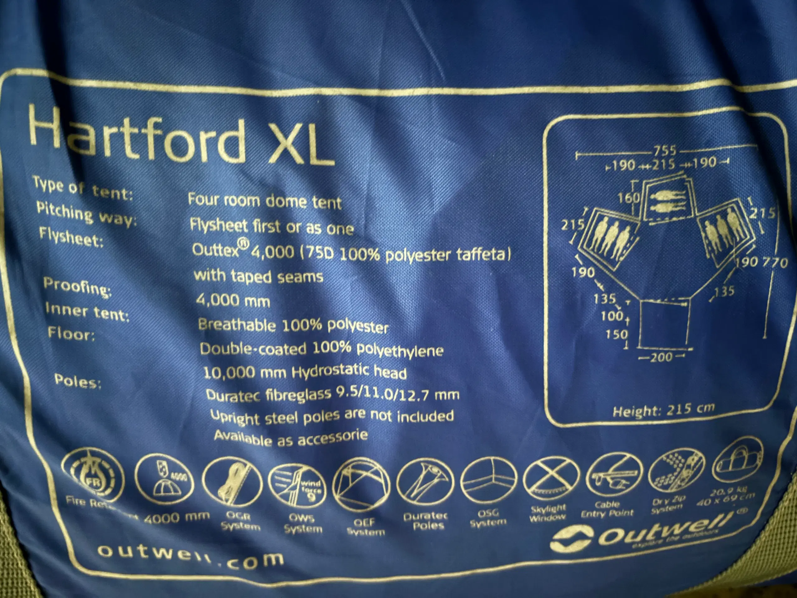 outwell hartford xl m/2 sove kabiner