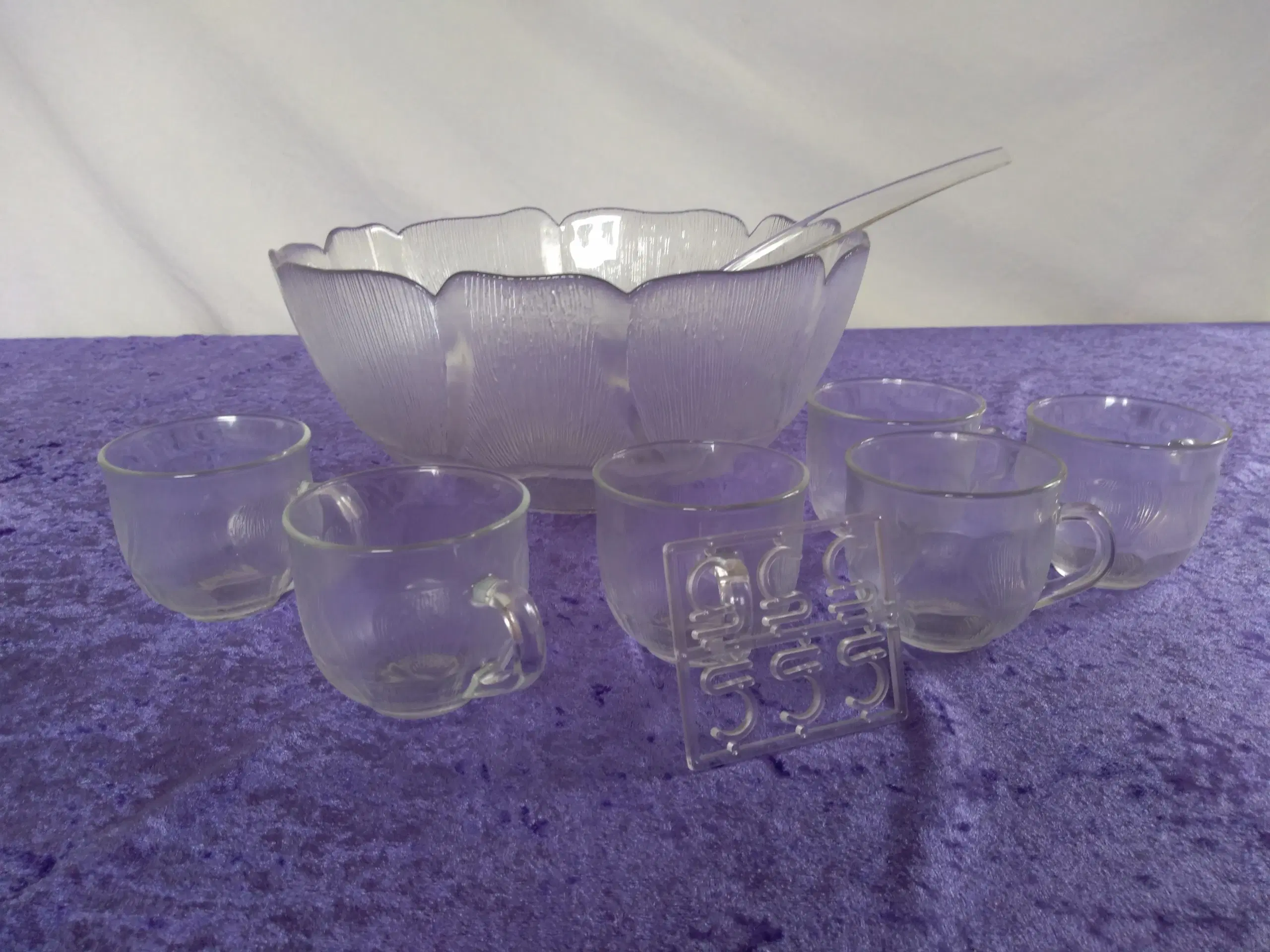 Glas punch bowle FLEUR m 6 glaskopper