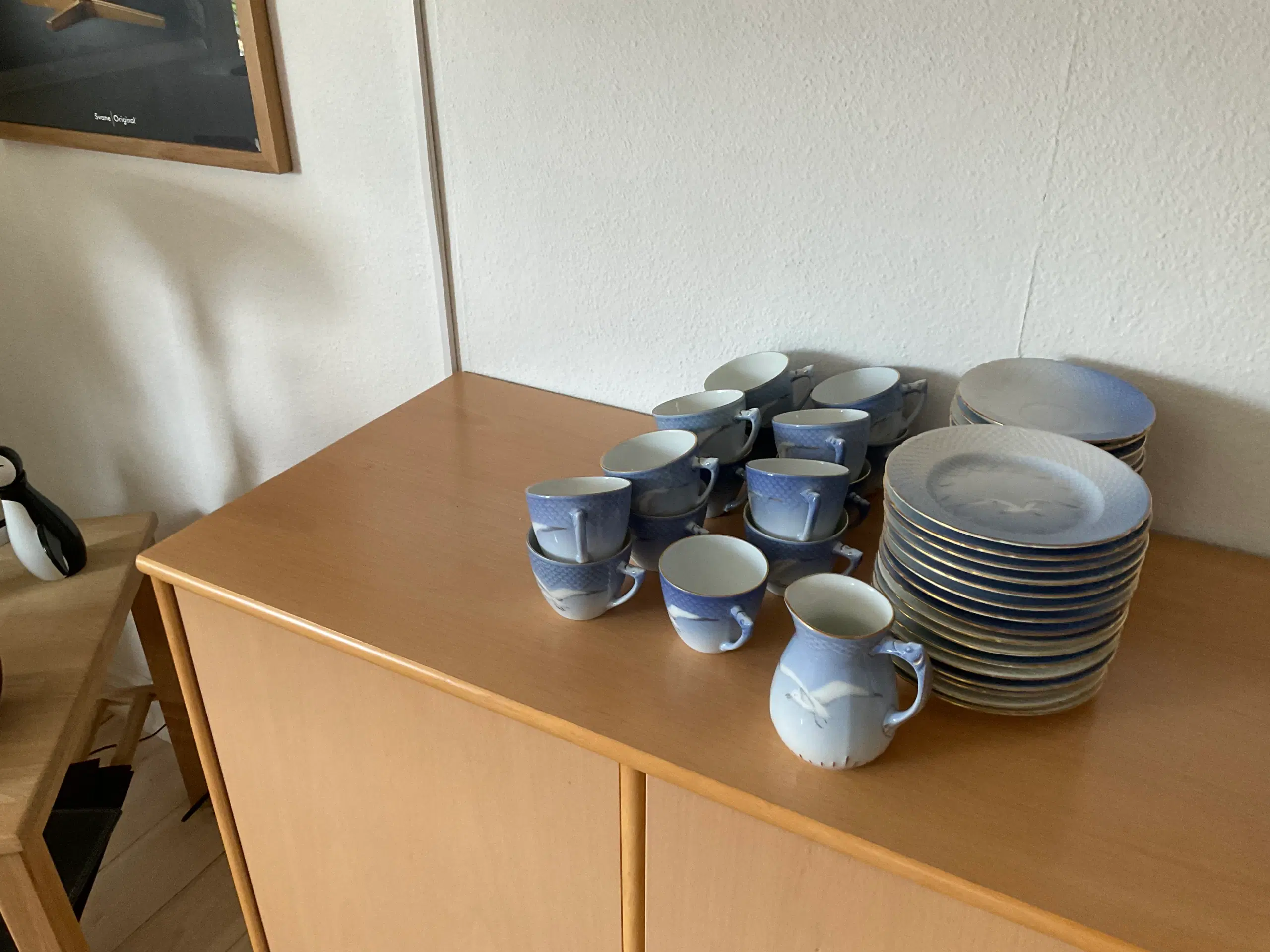 Kaffestel mågestel 15 kopper og kagetallerkener