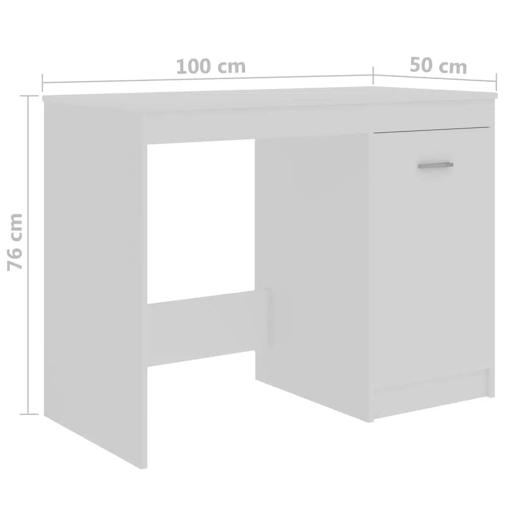 Skrivebord hvid 140x50x76 cm konstrueret træ