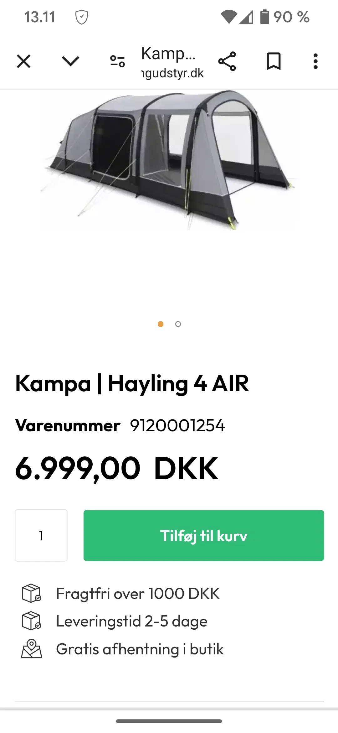 Telt Kampa air 4 pro