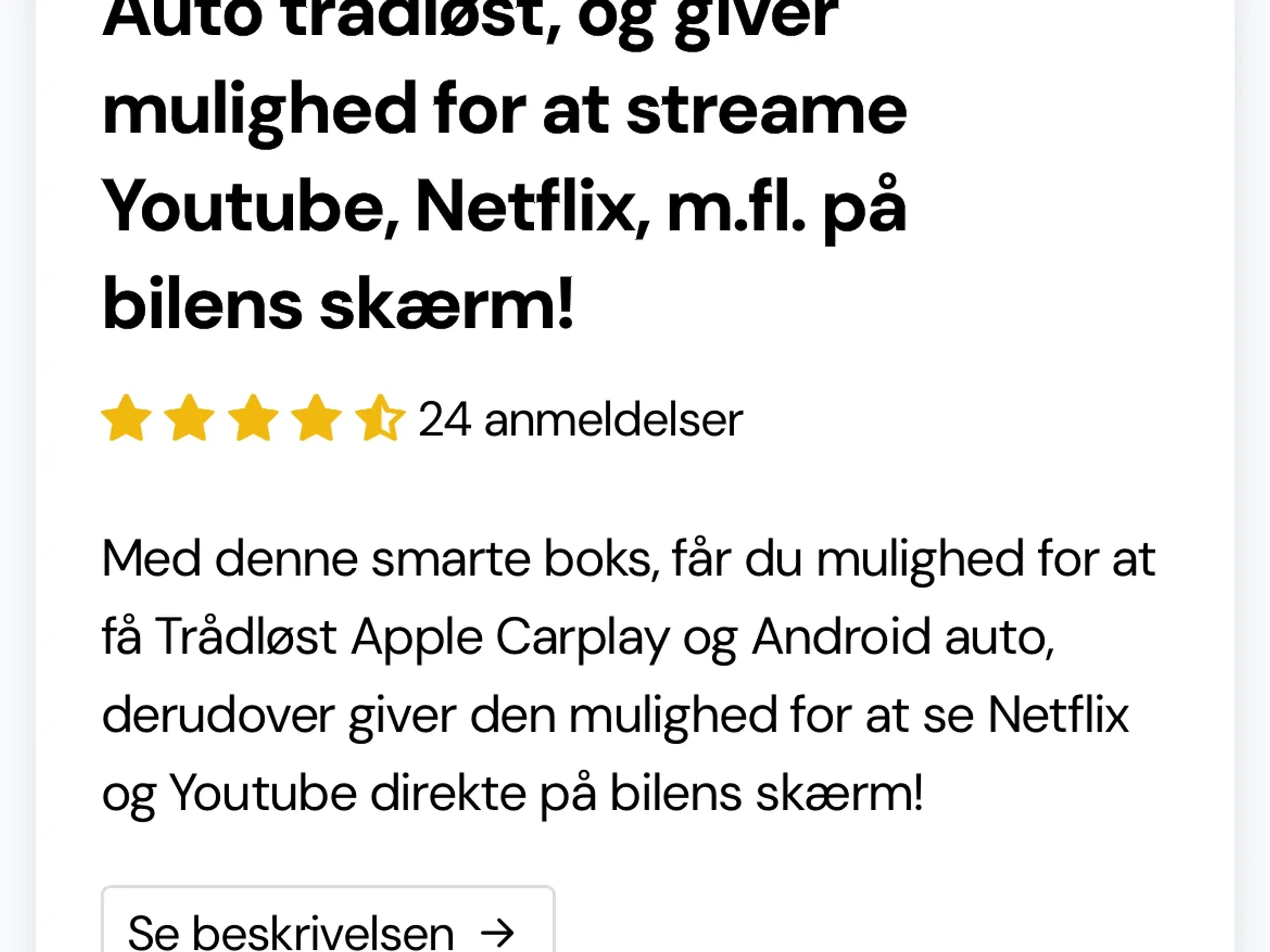 Trådløs Apple CarPlay