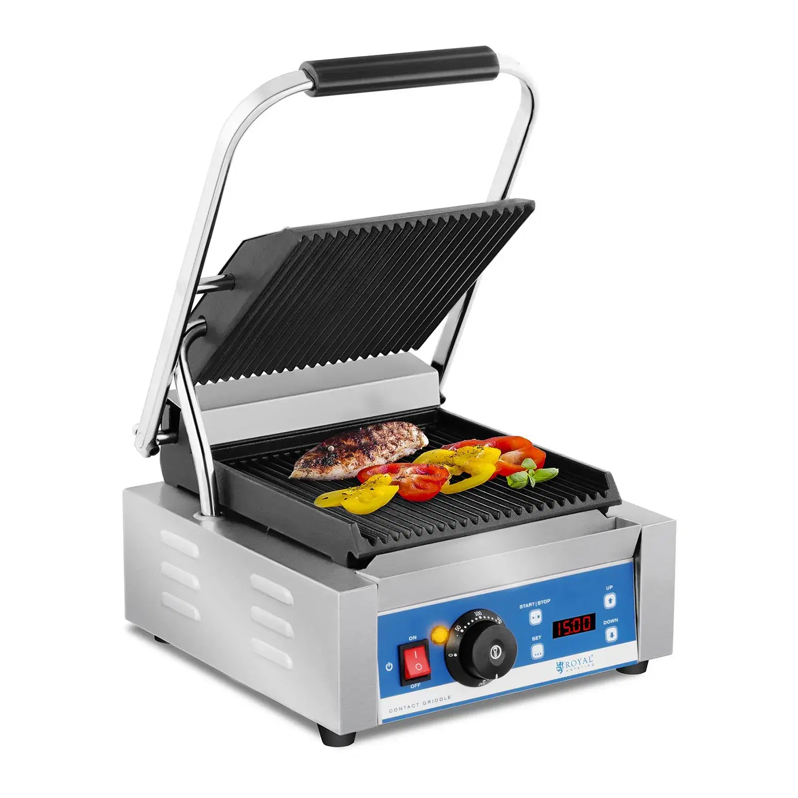 Kontaktgrill – rillet – timer – 1800 W