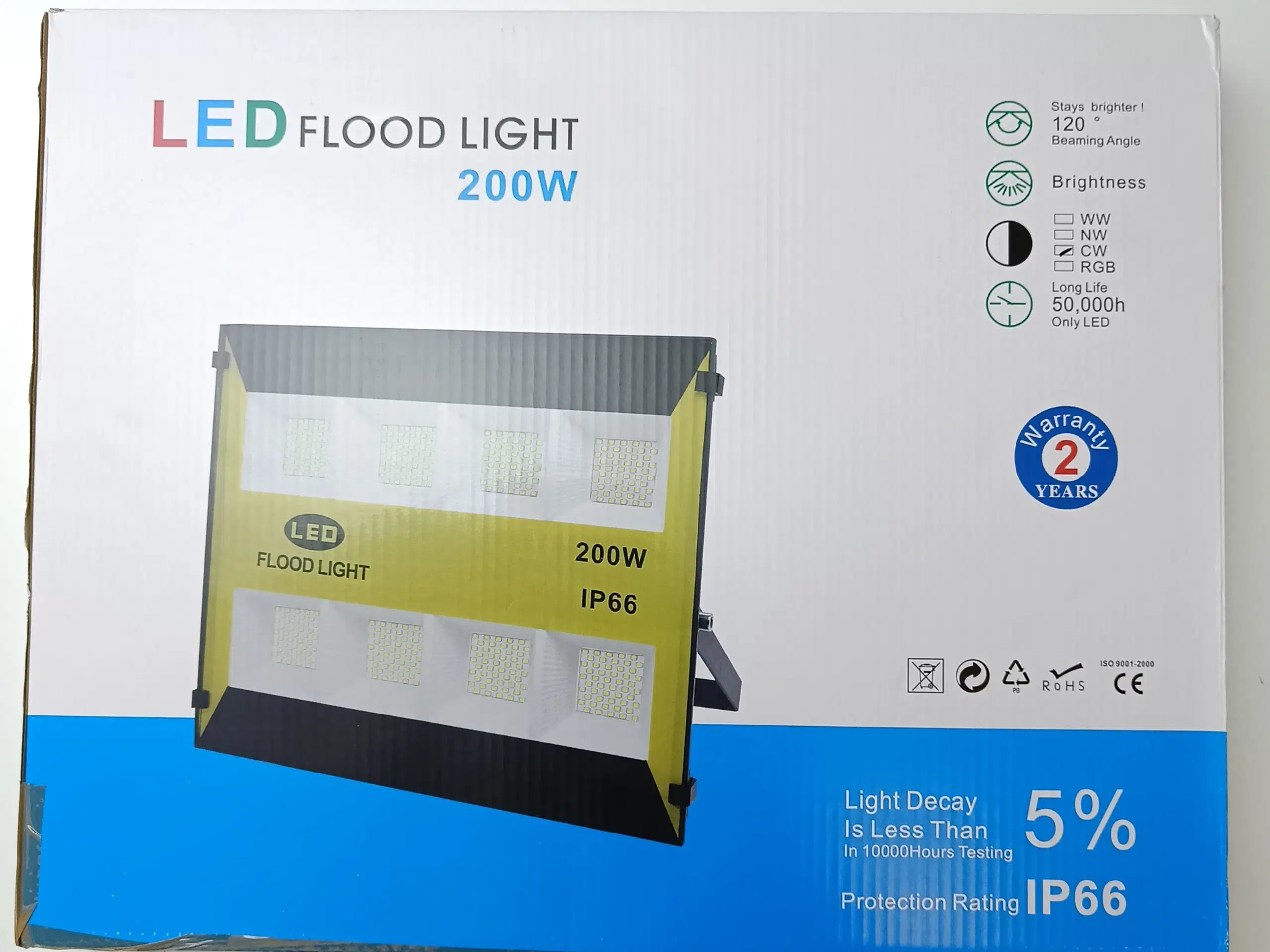 NY! 20000LM 200W 288 LED Projektør / 6500K / IP66