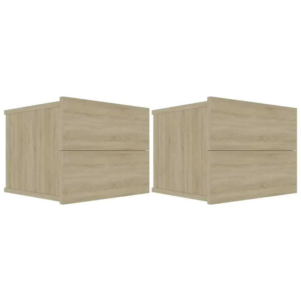 Sengeskabe 2 stk 40x30x30 cm spånplade sonoma-eg