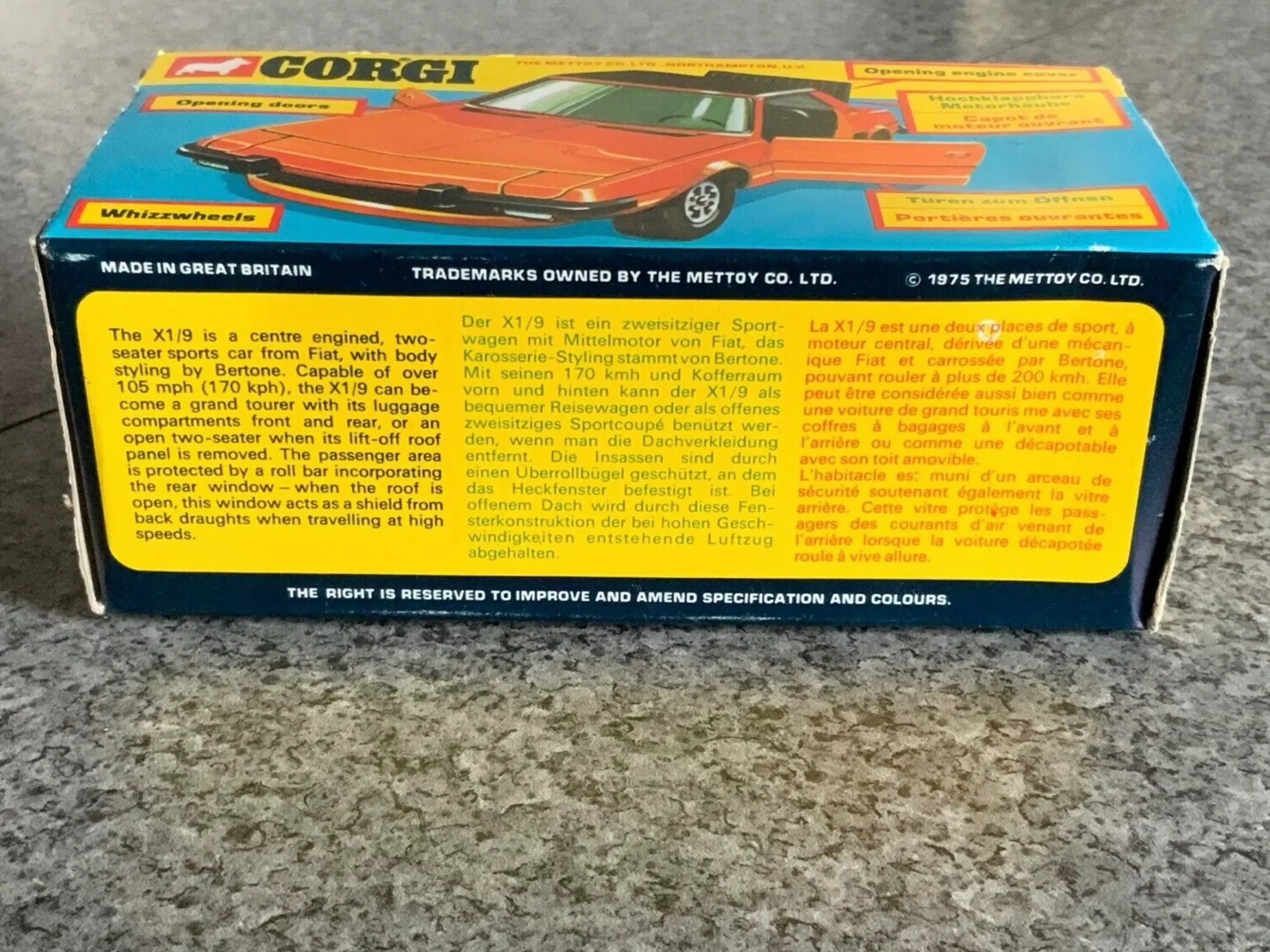 Corgi Toys No 314 Fiat X1/9 Bertone scale 1:36