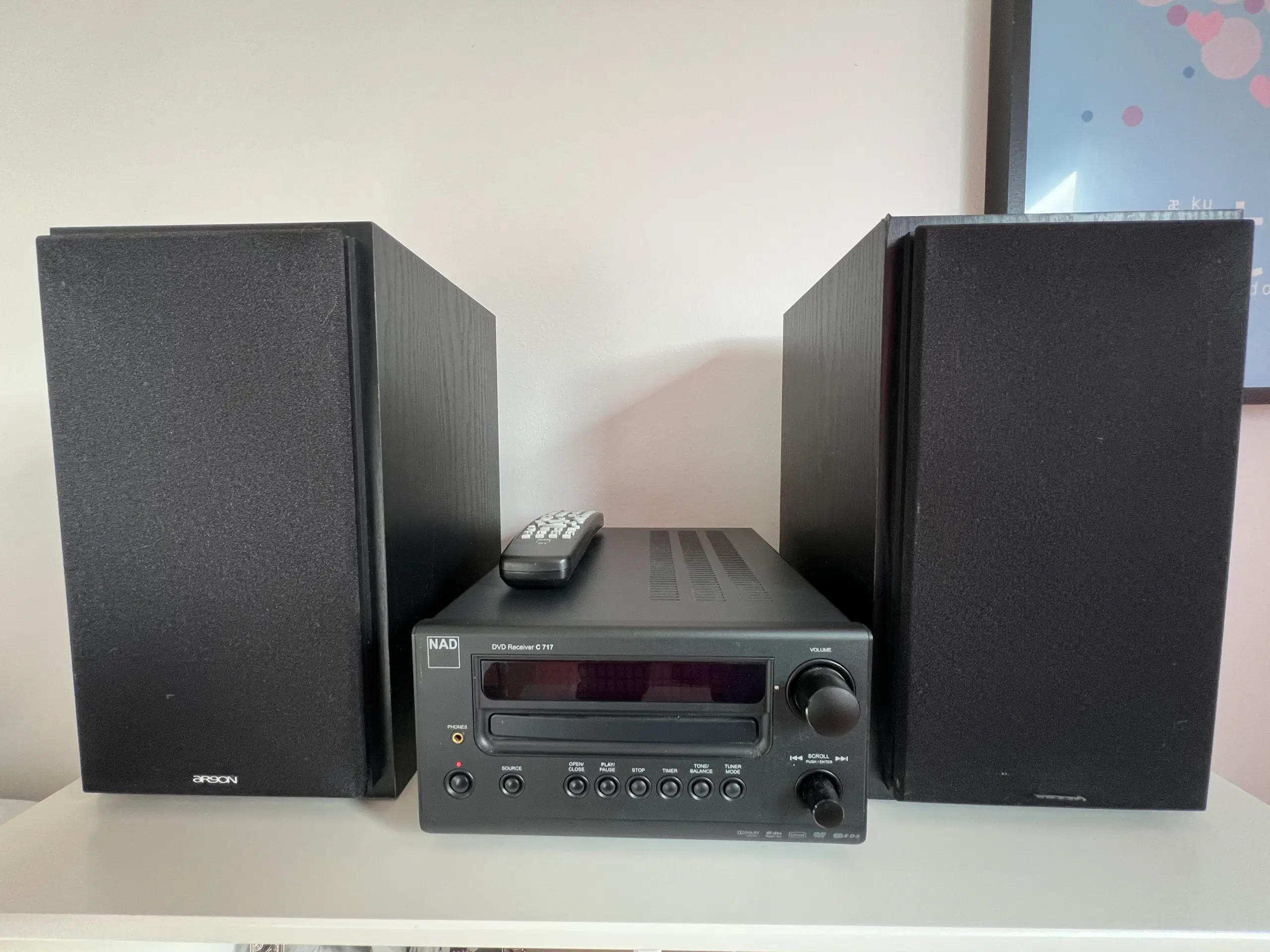 NAD cd/dvd receiver med to stk Argon højttalere