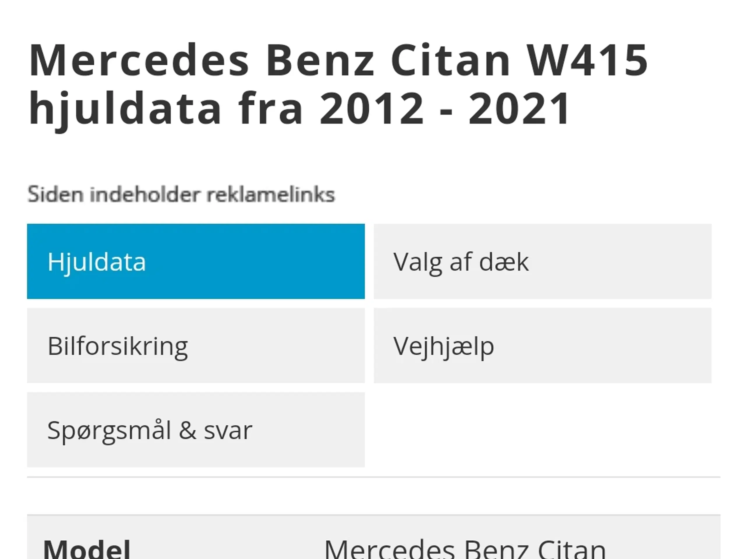 Sommerfælge Mercedes Benz Citan el Renault Kangoo