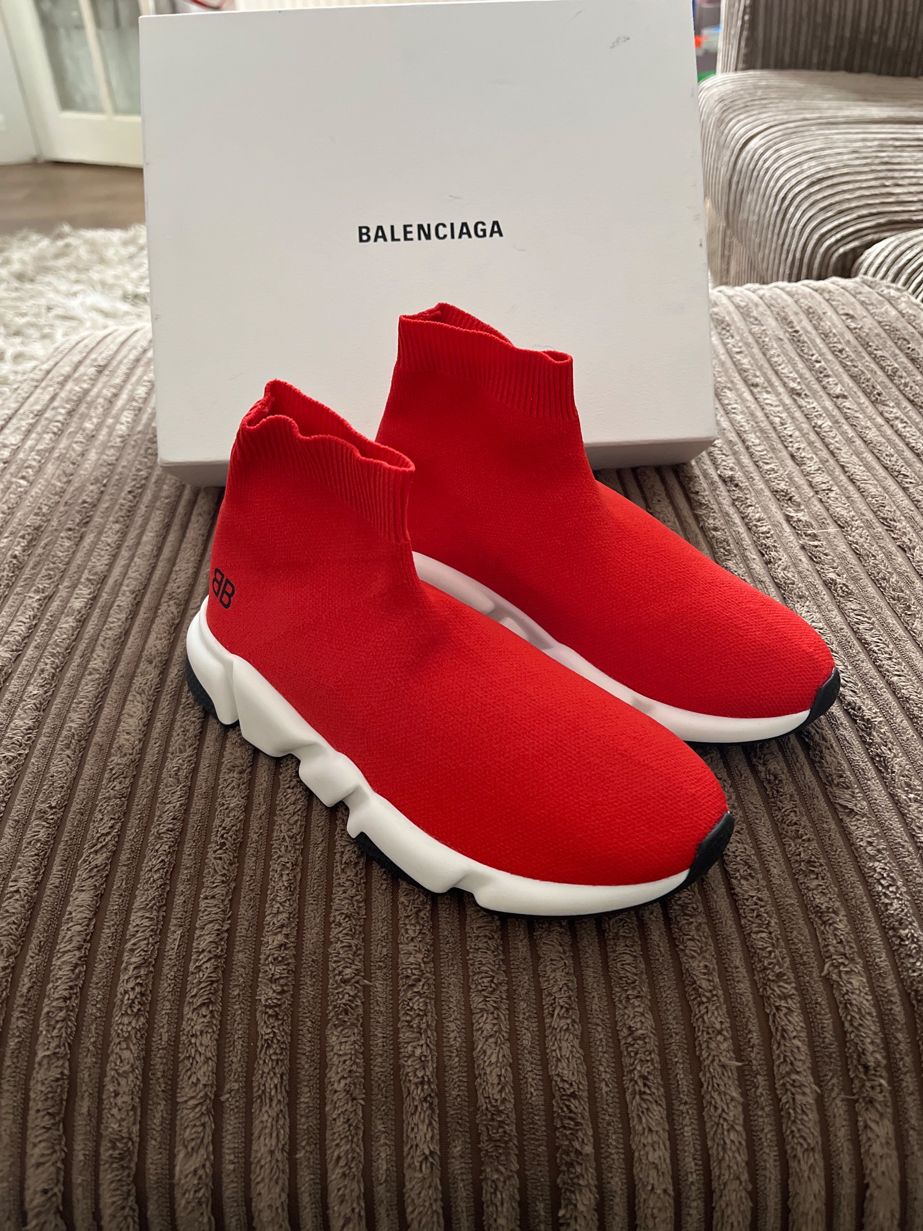 Boys Balenciaga Red stretch-knit Speed sock trainers Size 6 Years + Red ‘Rosso’ red speed sock trainer