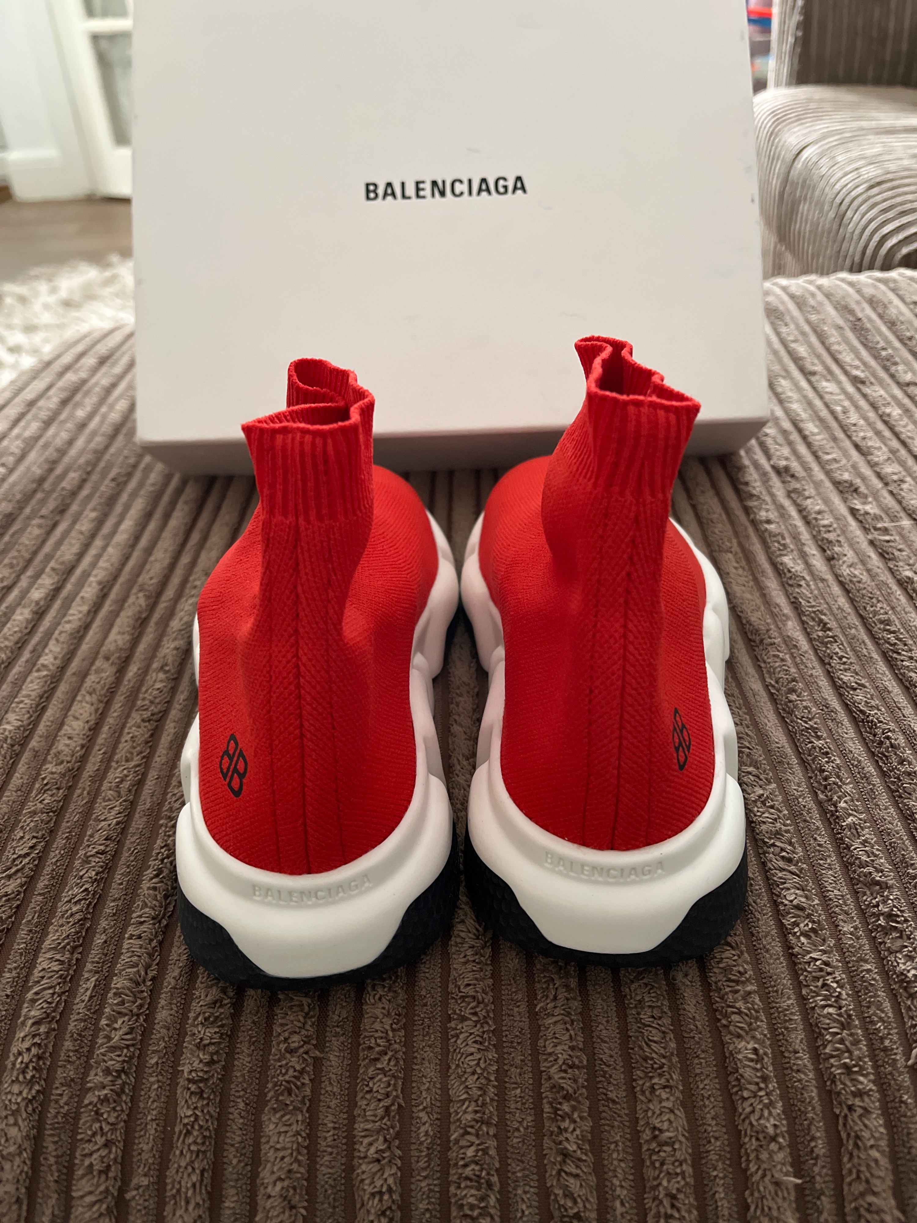 Boys Balenciaga Red stretch-knit Speed sock trainers Size 6 Years + Red ‘Rosso’ red speed sock trainer