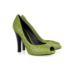 BOTTEGA VENETA Intrecciato leather peep-toe pumps Size 405 Green