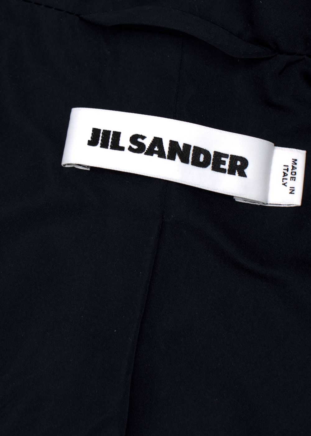 Jil Sander Navy Silk Blend Rain Jacket Size L polyester