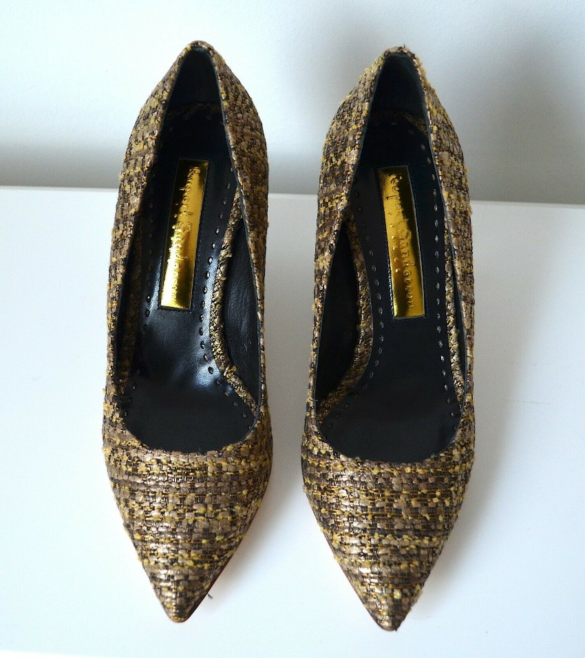 Rupert Sanderson Tweed Pumps Size 36 Tan/Brown