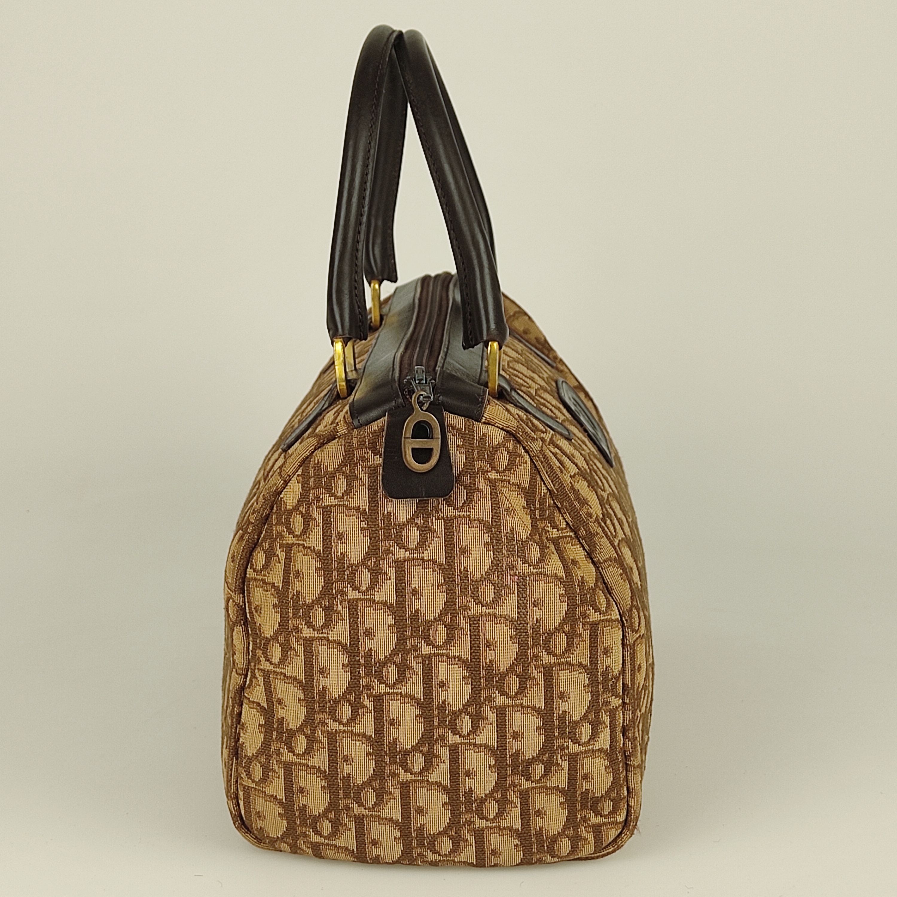 Preowned Dior Vintage brown Oblique jacquard Trotter bag marrone tela