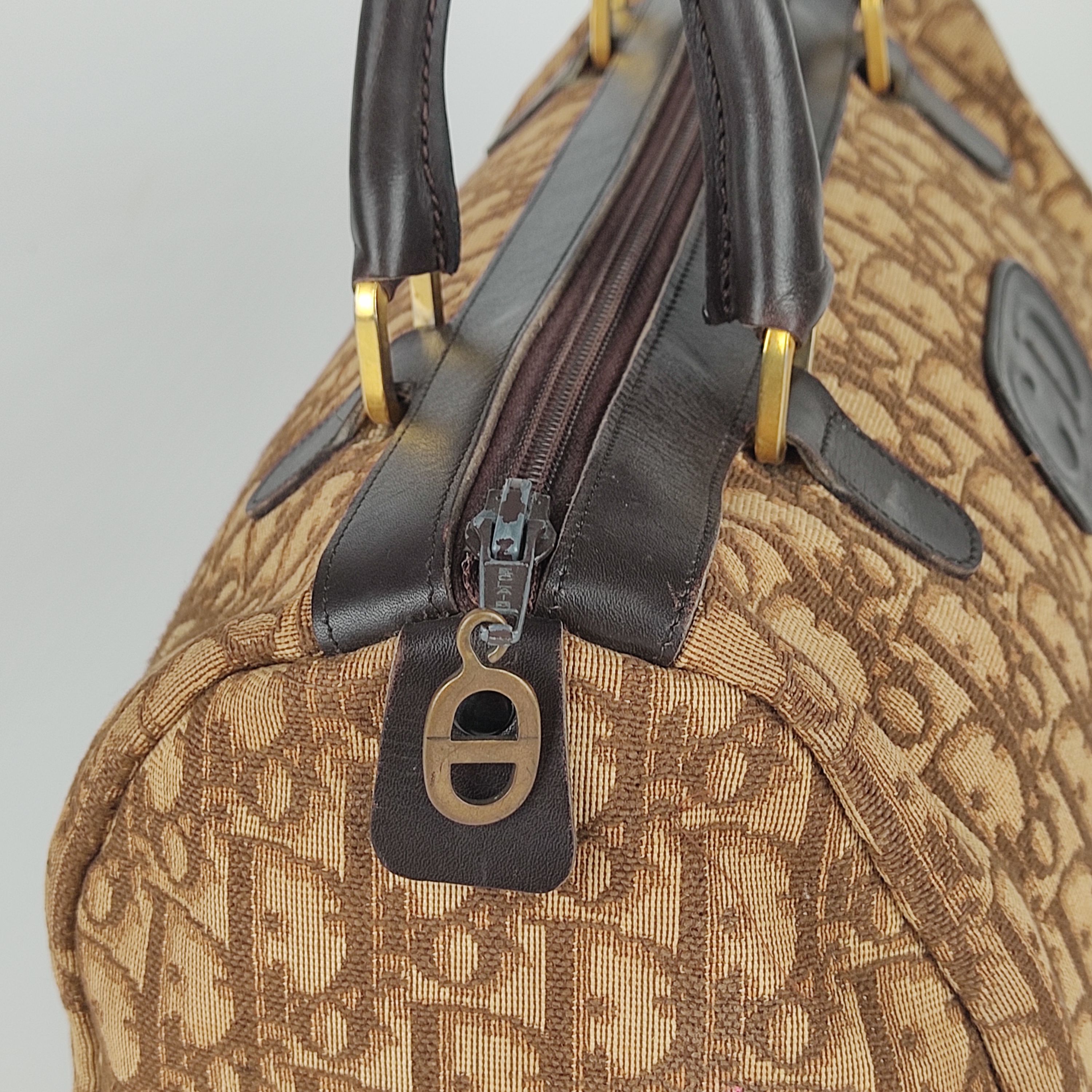 Preowned Dior Vintage brown Oblique jacquard Trotter bag marrone tela