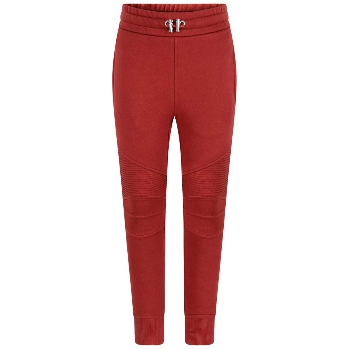 Boys Preowned Balmain Red Cotton Jogger Trousers Size 10 Years +