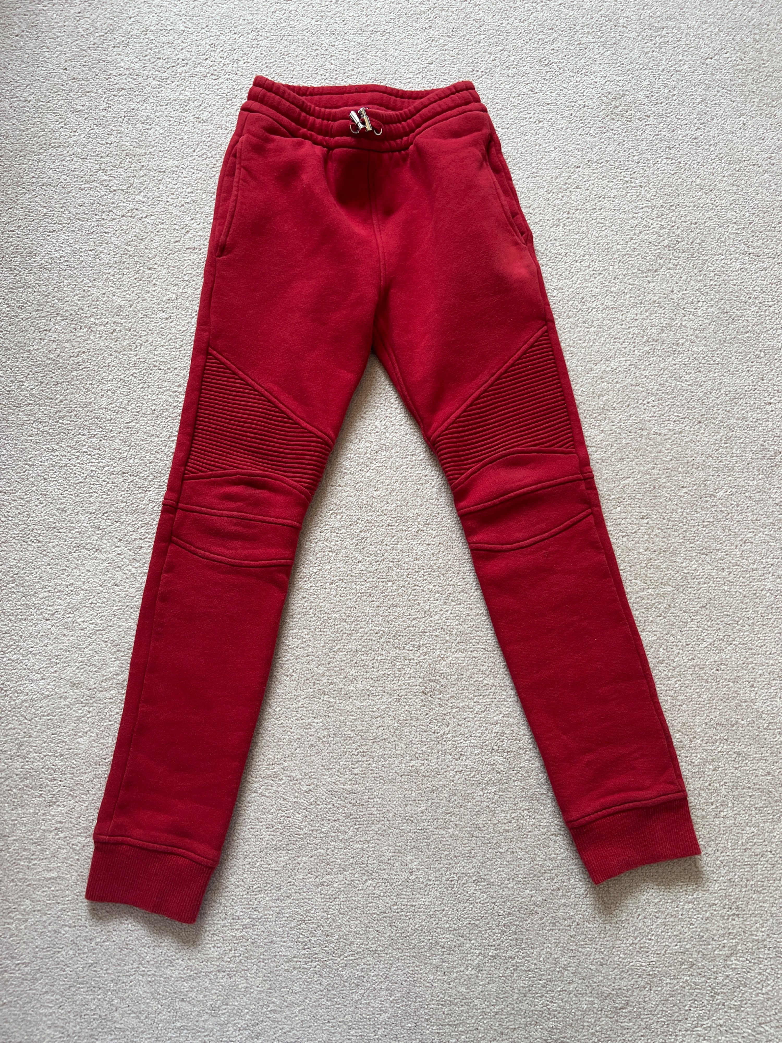 Boys Preowned Balmain Red Cotton Jogger Trousers Size 10 Years +