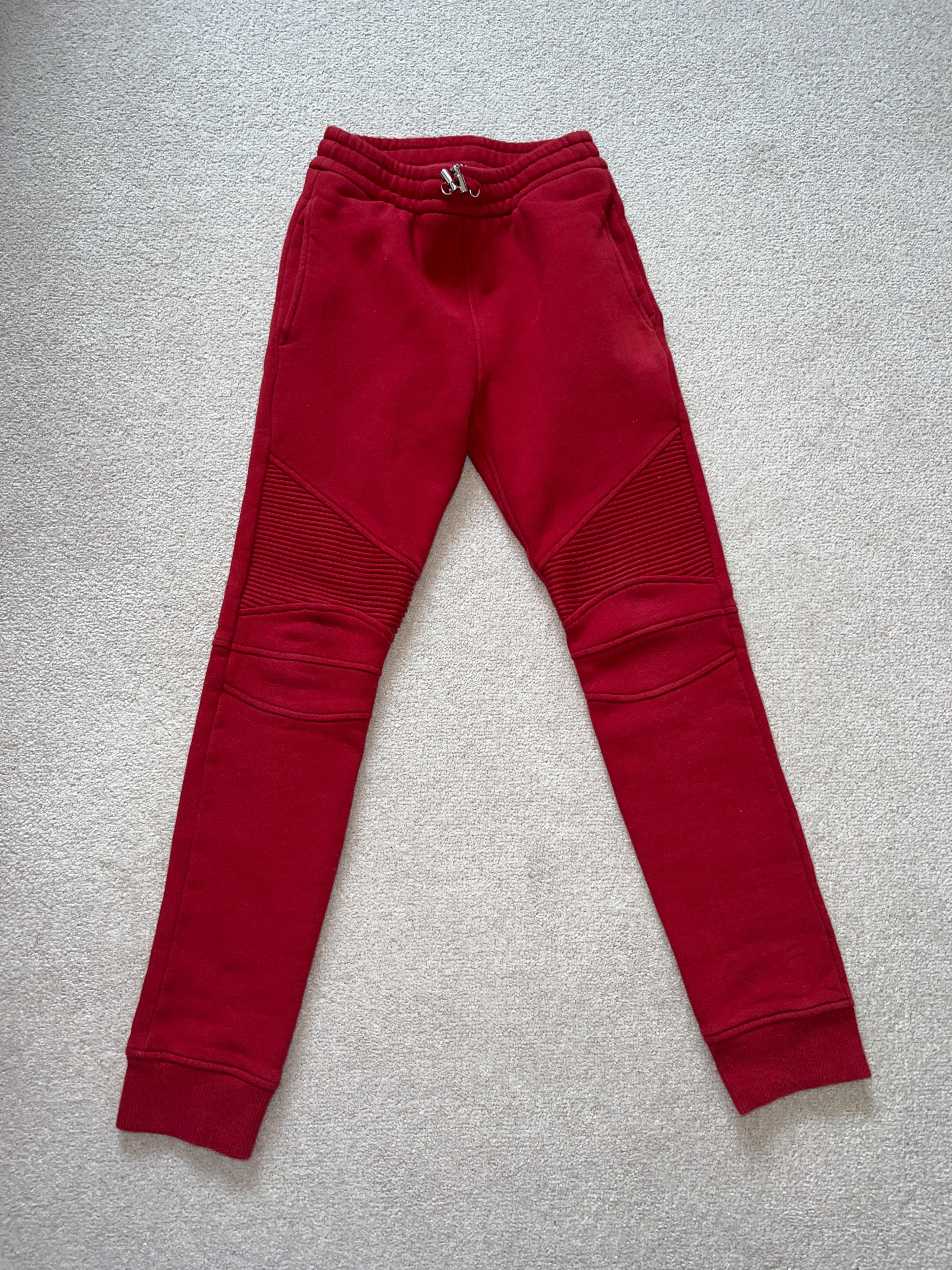 Boys Preowned Balmain Red Cotton Jogger Trousers Size 10 Years +