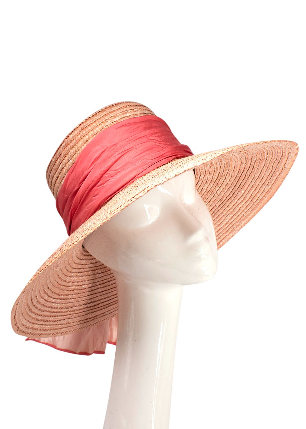 Eugenia Kim Straw Sun Hat w/ Large Satin Bow beige salmon pink