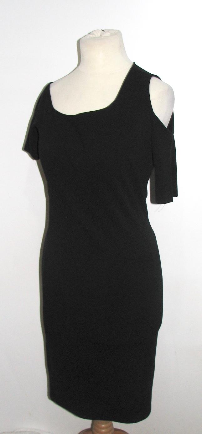 Preowned Helmut Lang shoulder bodycon dress Size M Black viscose